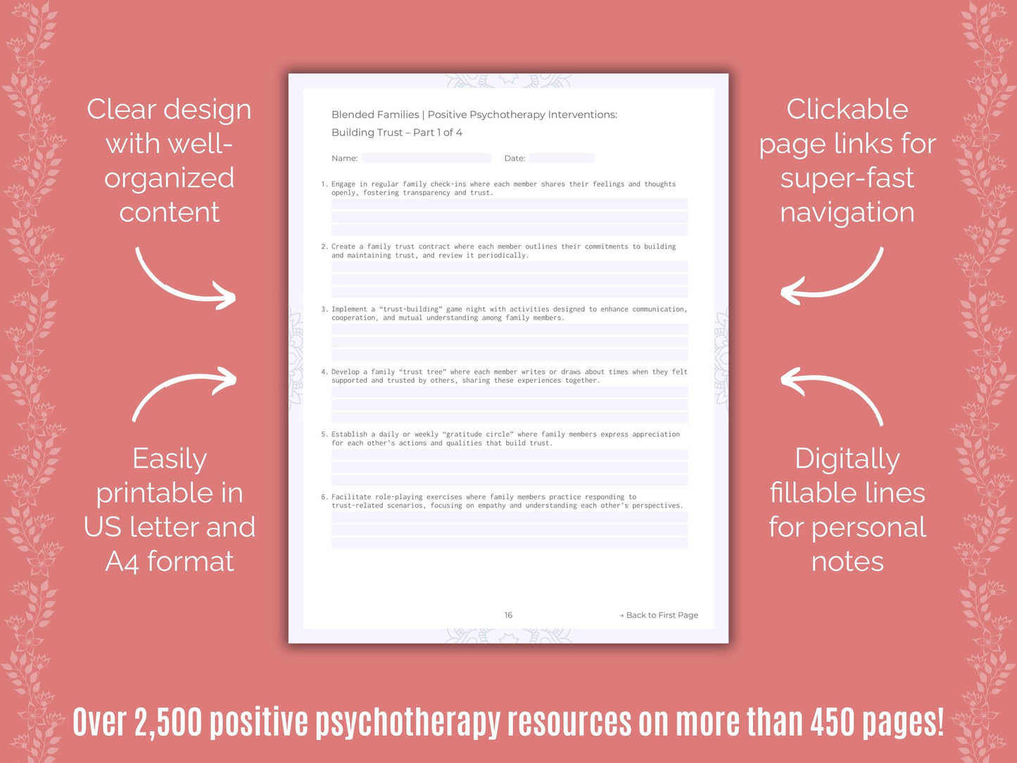 Blended Families Positive Psychotherapy Counseling Templates