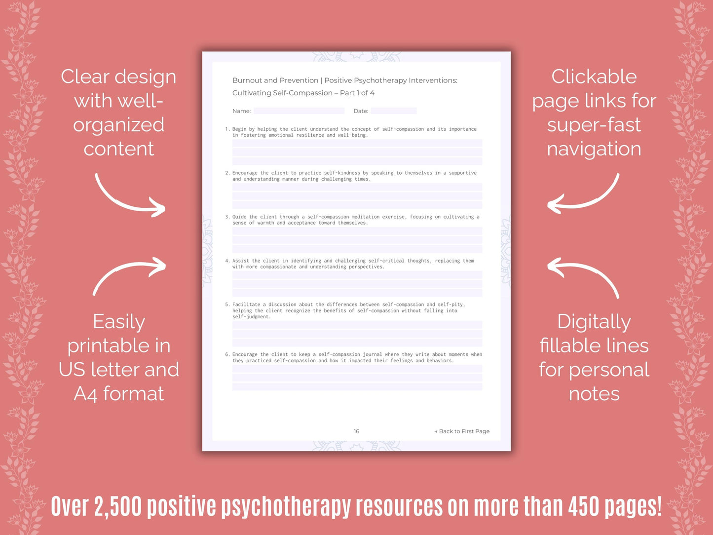 Burnout and Prevention Positive Psychotherapy Counseling Templates