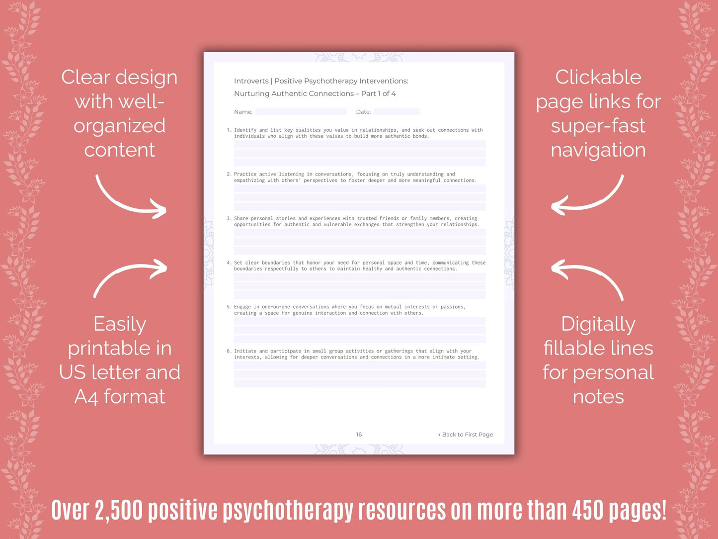 Introversion Positive Psychotherapy Counseling Templates