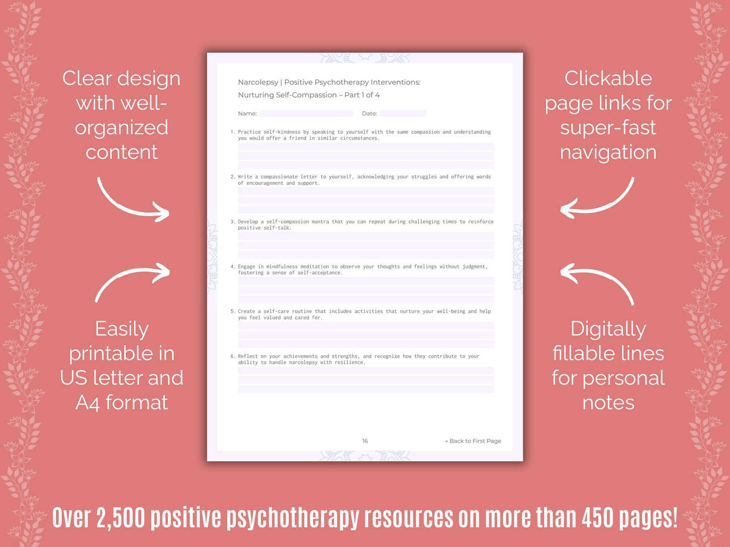 Narcolepsy Positive Psychotherapy Counseling Templates