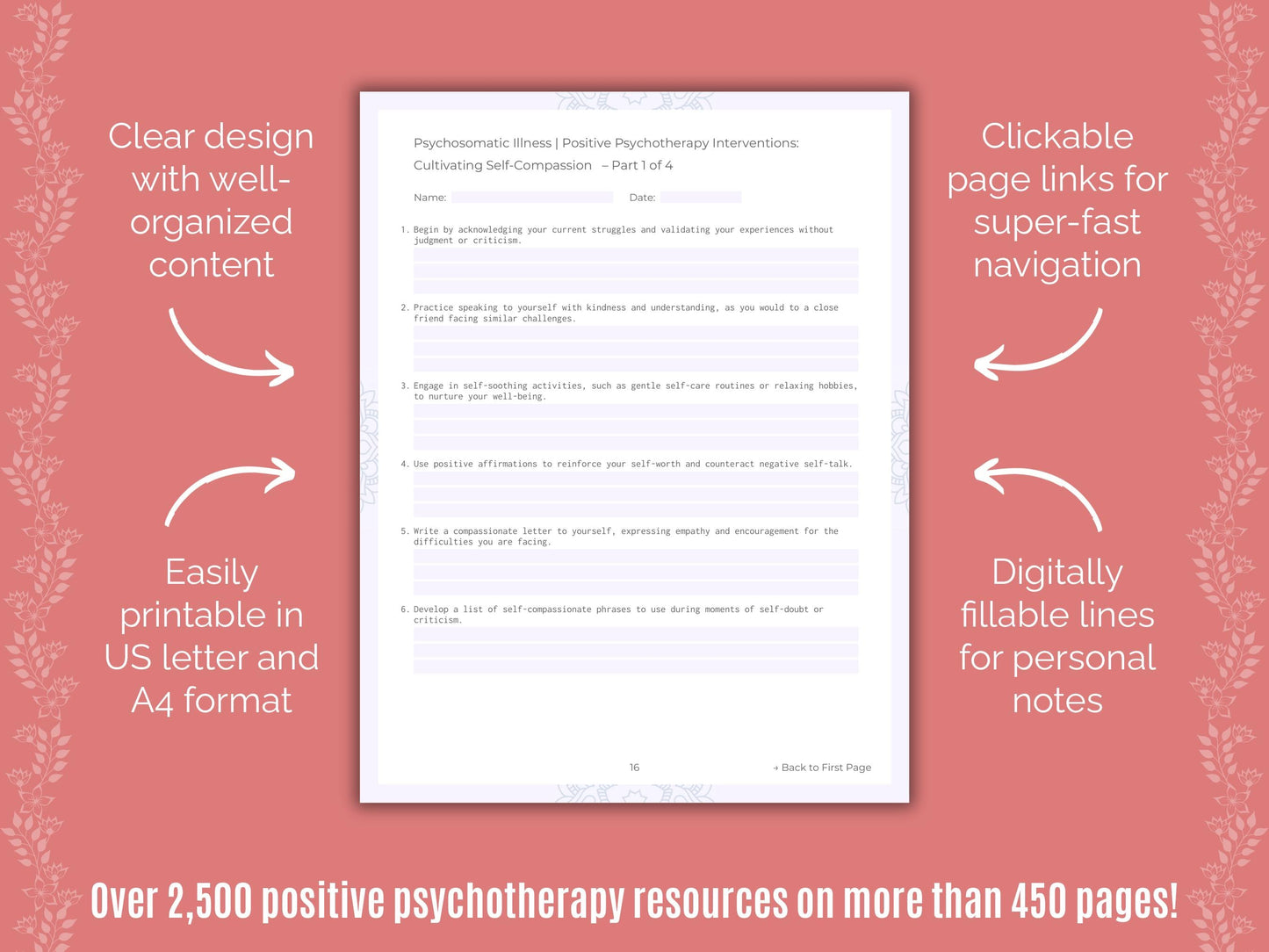 Psychosomatic Illness Positive Psychotherapy Counseling Templates