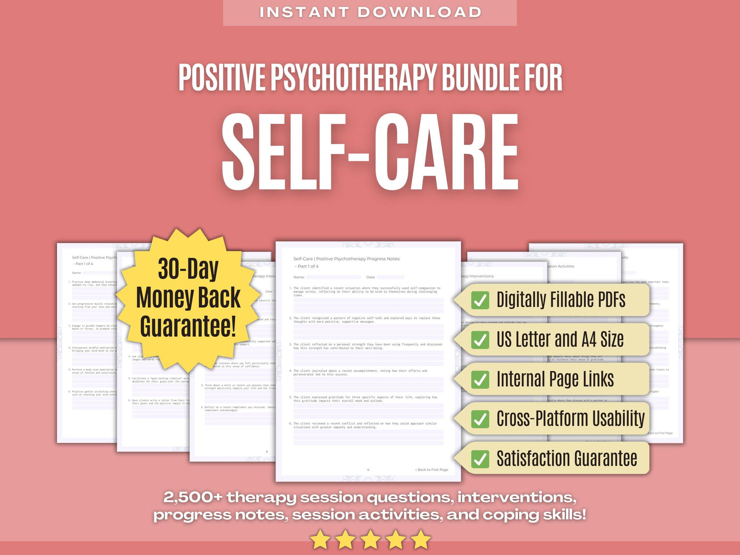 Self-Care Positive Psychotherapy Psychology Workbooks