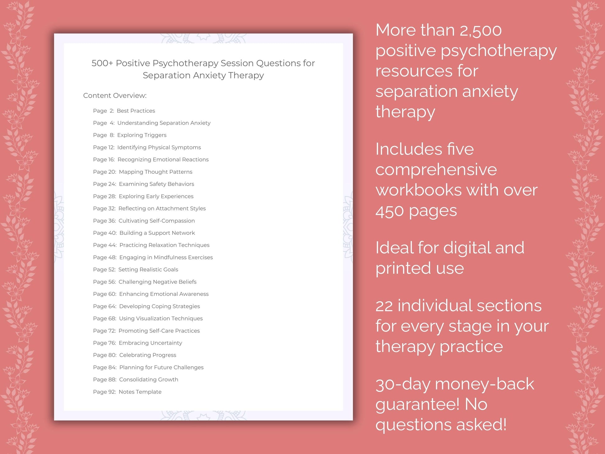 Separation Anxiety Positive Psychotherapy Therapist Worksheets