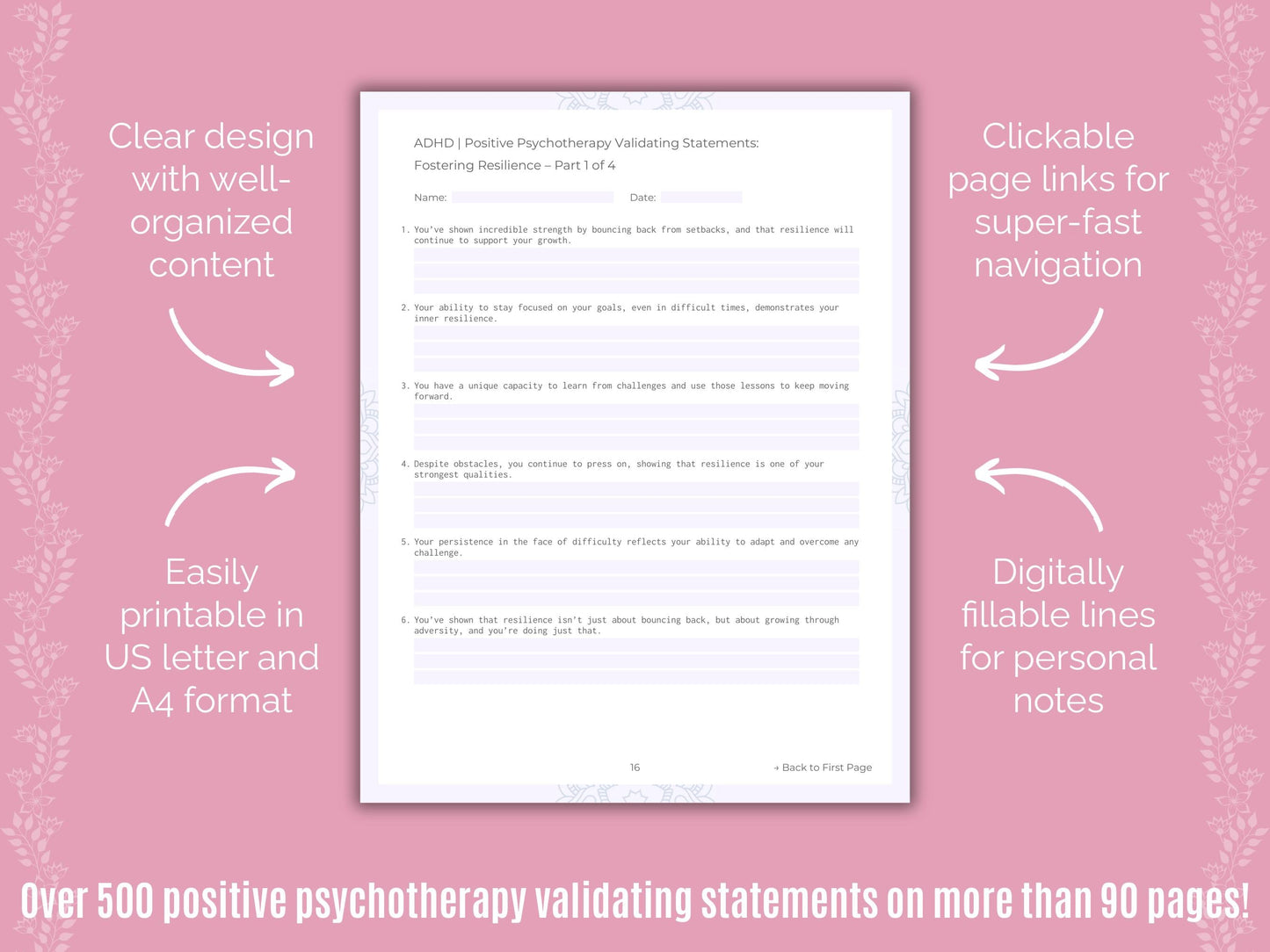 ADHD Positive Psychotherapy Counseling Templates