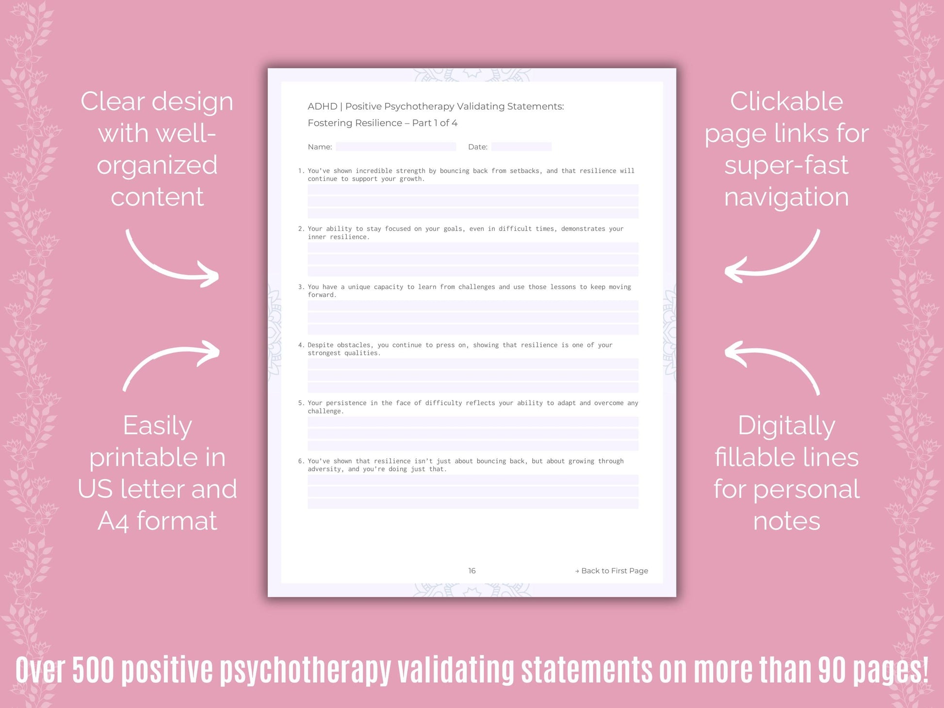 ADHD Positive Psychotherapy Counseling Templates