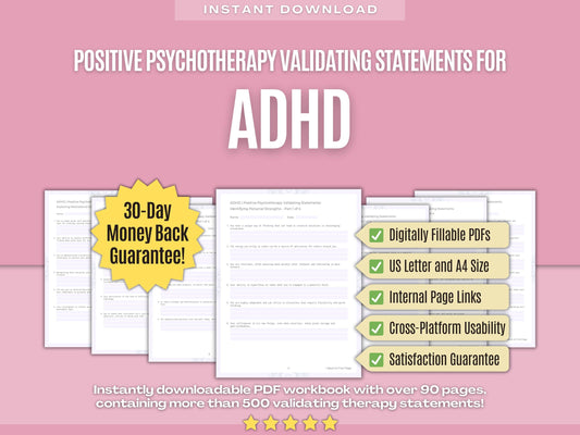 ADHD Positive Psychotherapy Psychology Workbooks