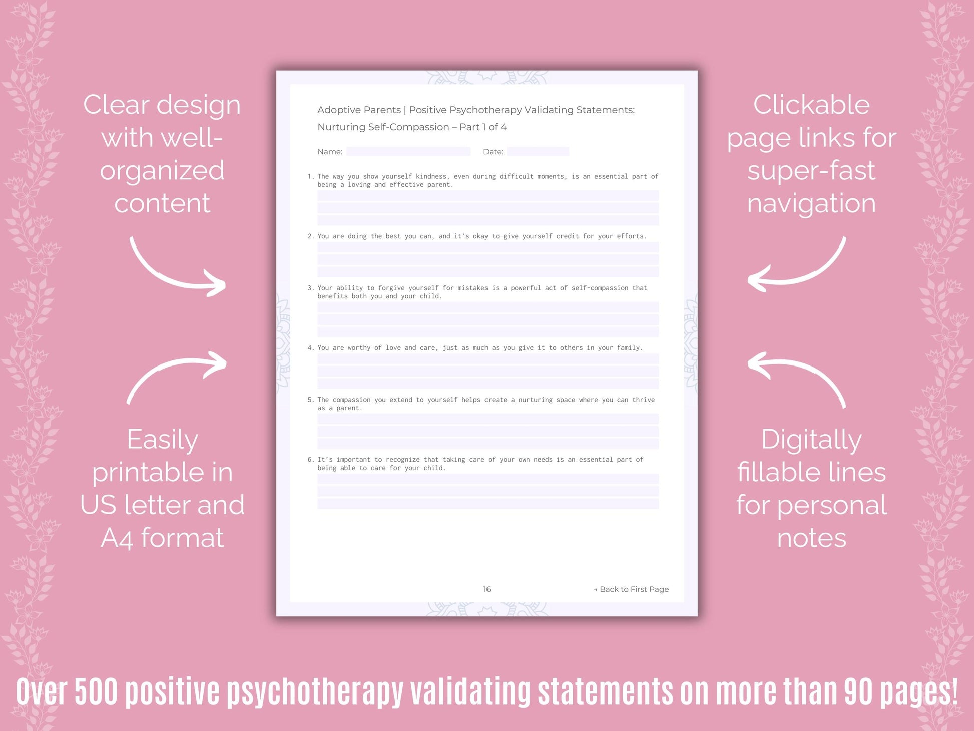 Adoptive Parents Positive Psychotherapy Counseling Templates
