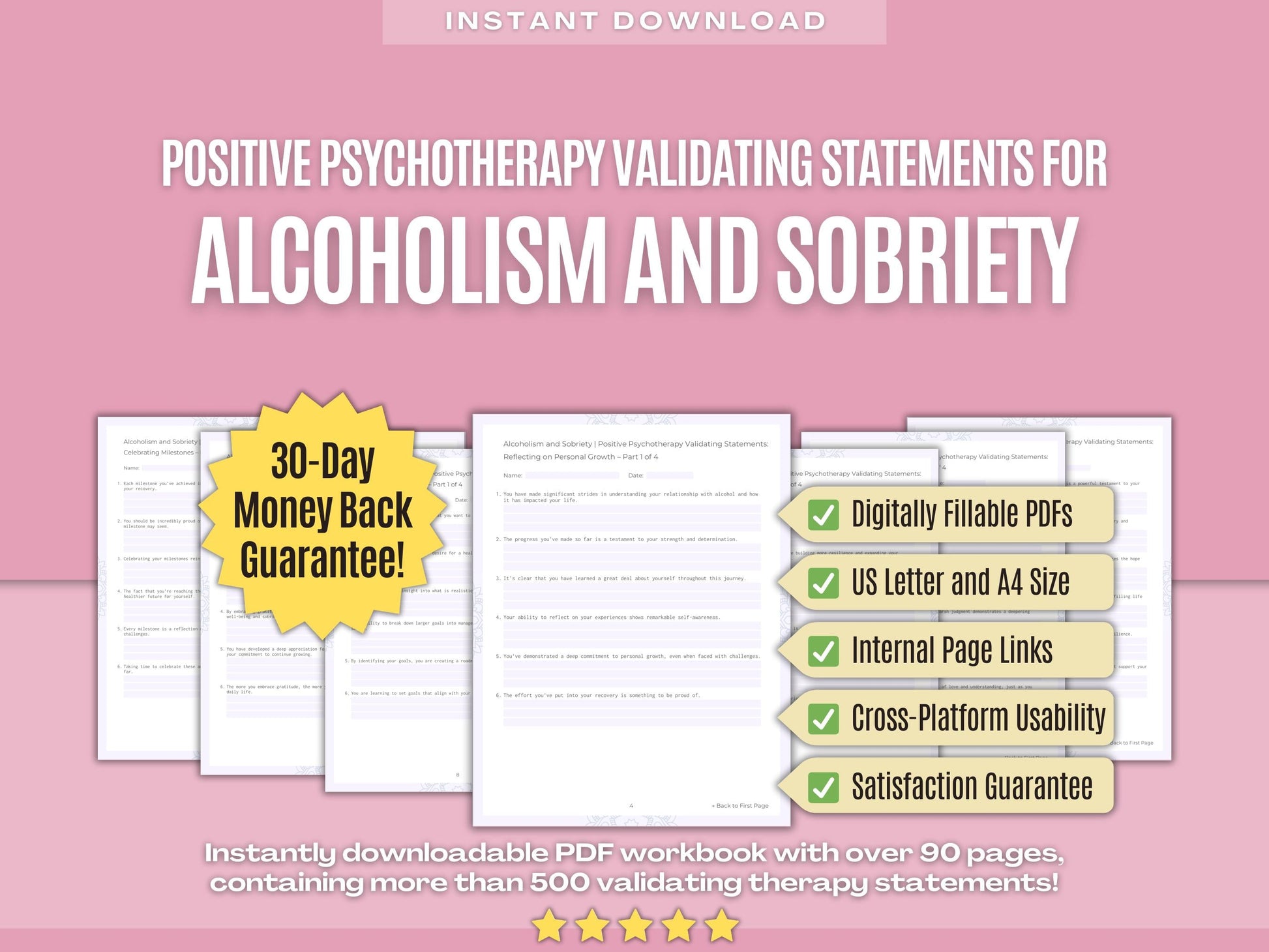 Alcoholism and Sobriety Positive Psychotherapy Psychology Workbooks