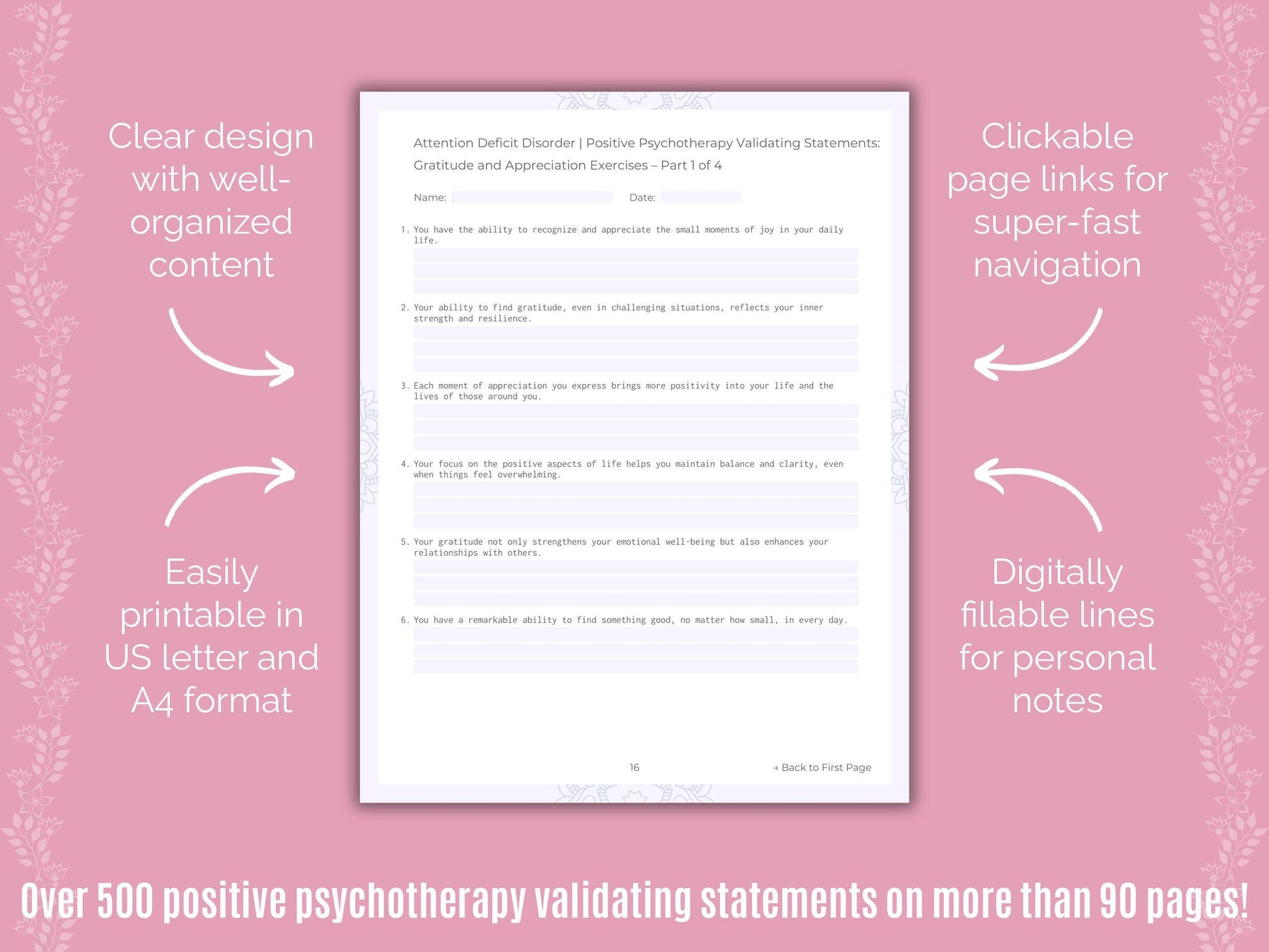 Attention Deficit Disorder (ADD) Positive Psychotherapy Counseling Templates
