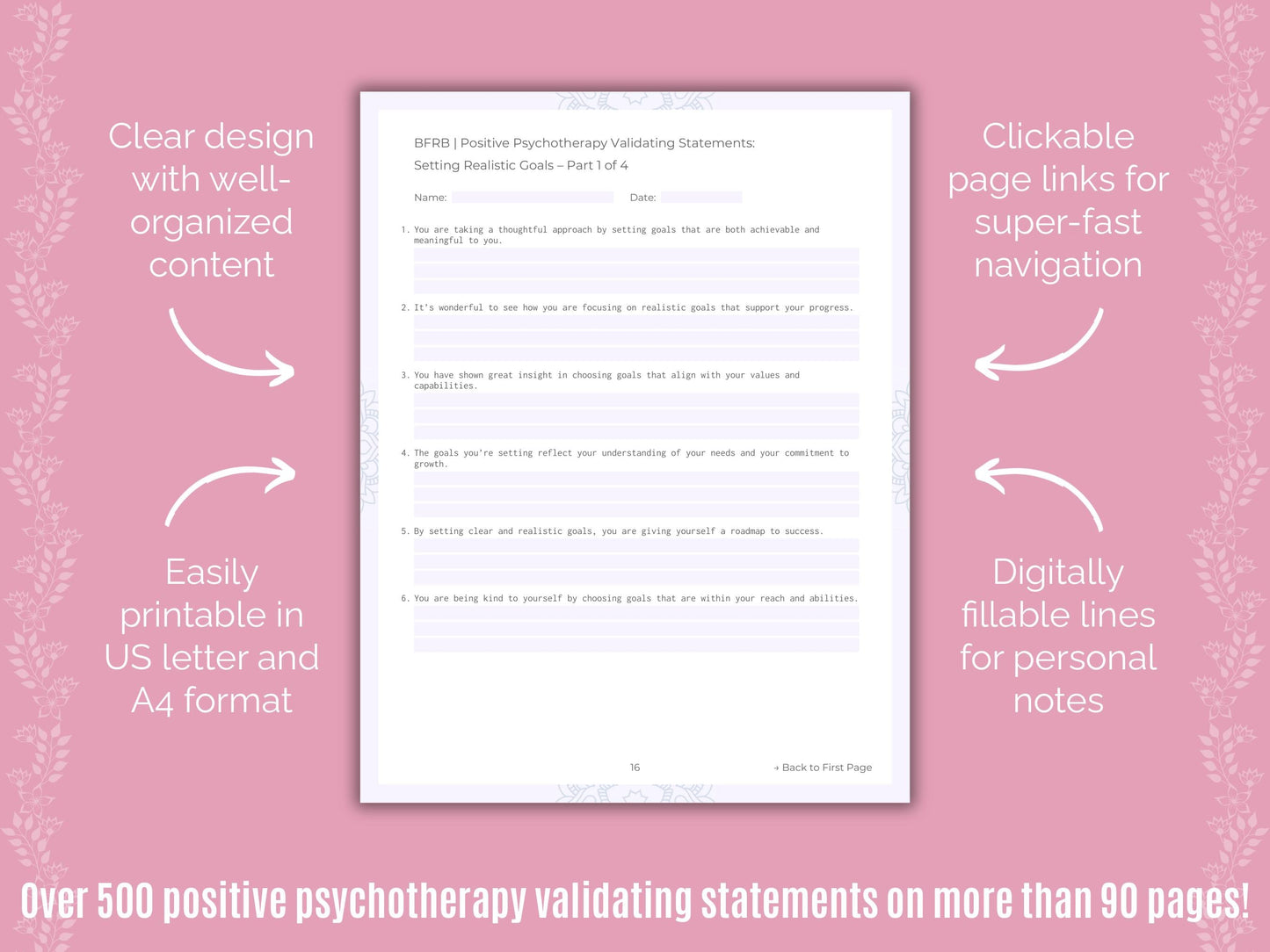 Body-Focused Repetitive Behavior (BFRB) Positive Psychotherapy Counseling Templates