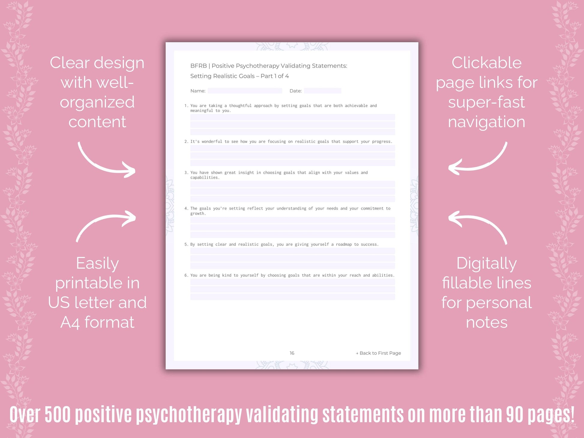 Body-Focused Repetitive Behavior (BFRB) Positive Psychotherapy Counseling Templates
