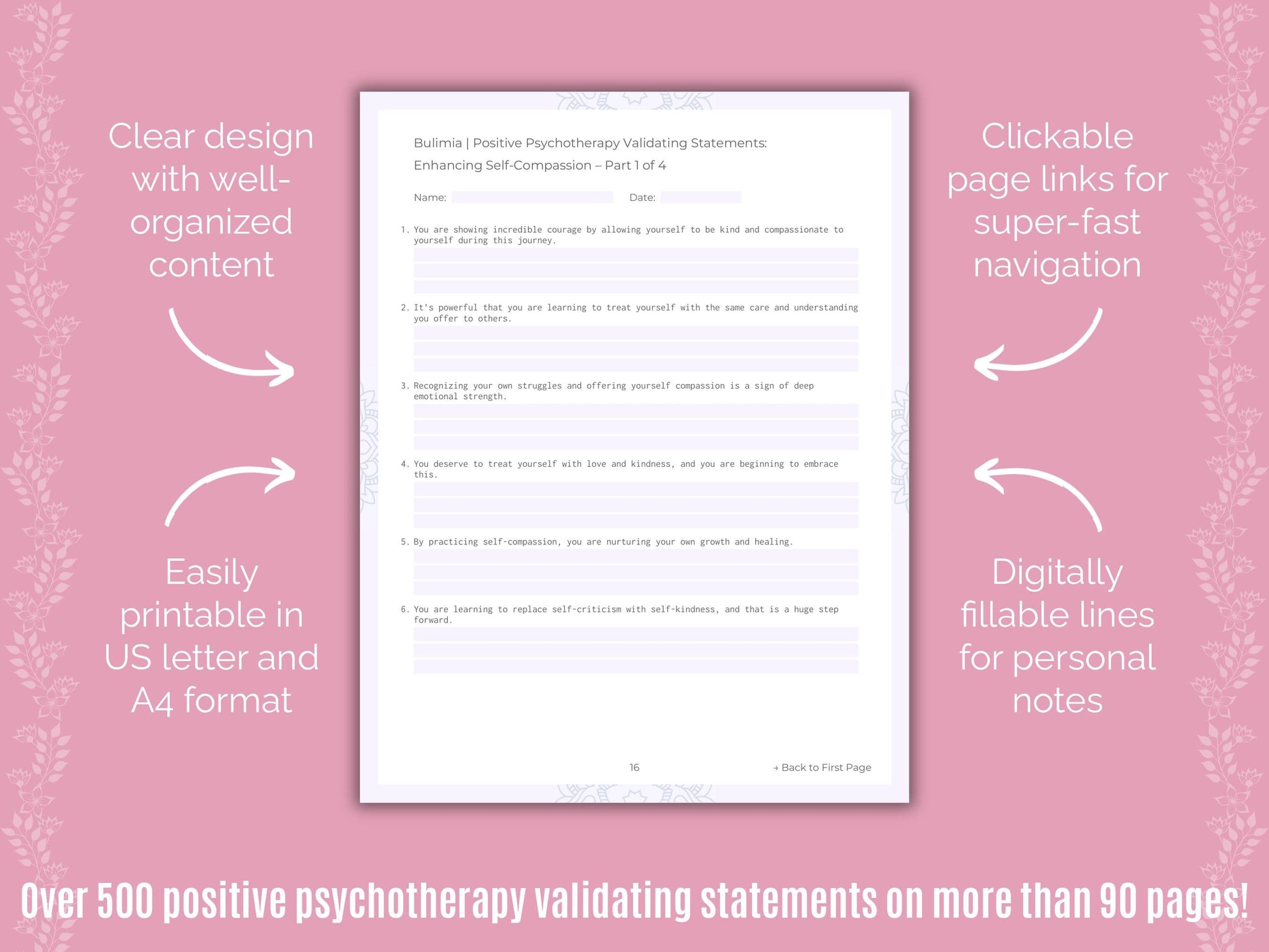 Bulimia Positive Psychotherapy Counseling Templates