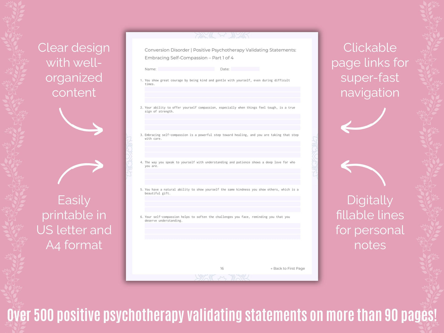 Conversion Disorder Positive Psychotherapy Counseling Templates