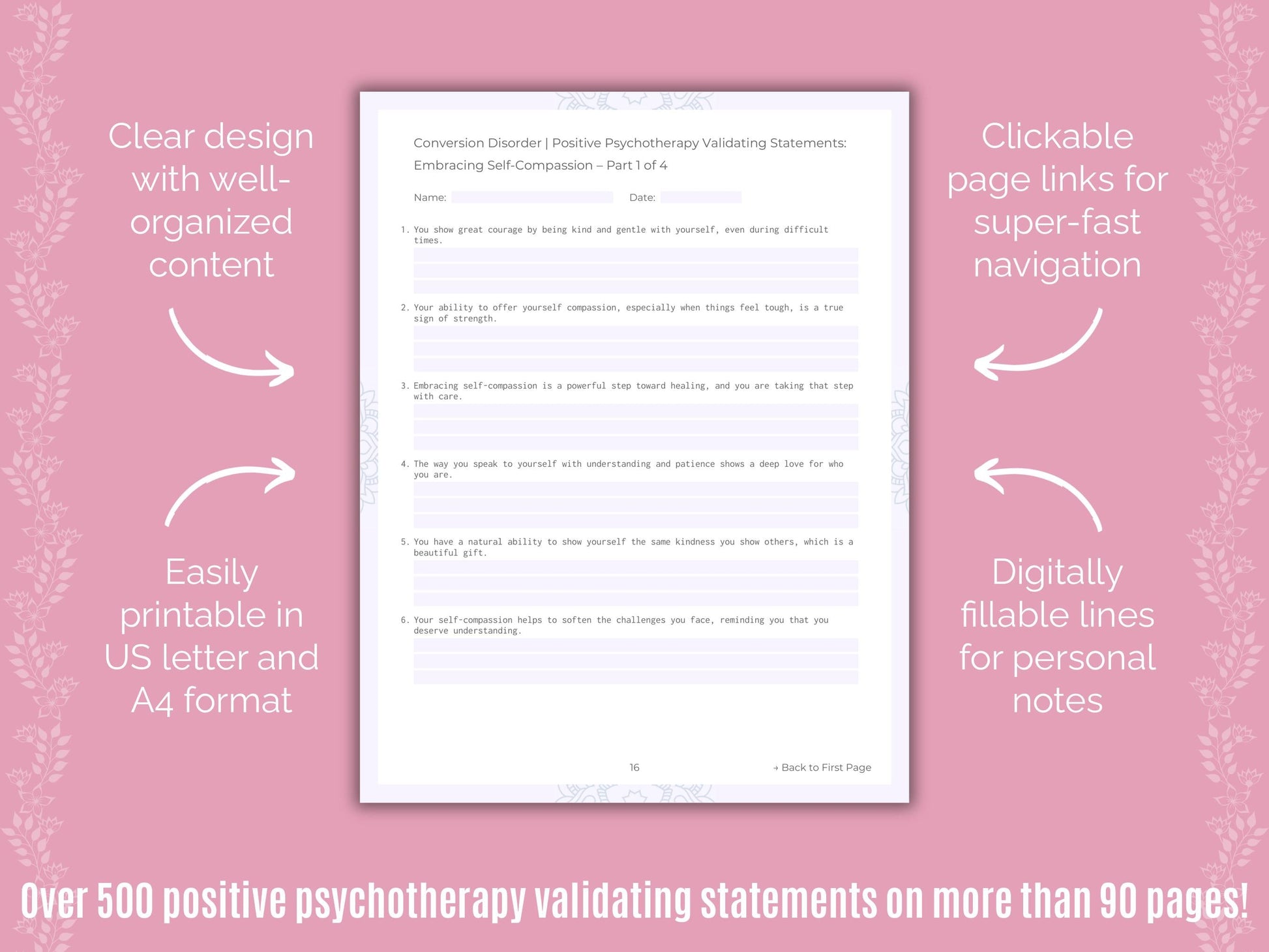 Conversion Disorder Positive Psychotherapy Counseling Templates