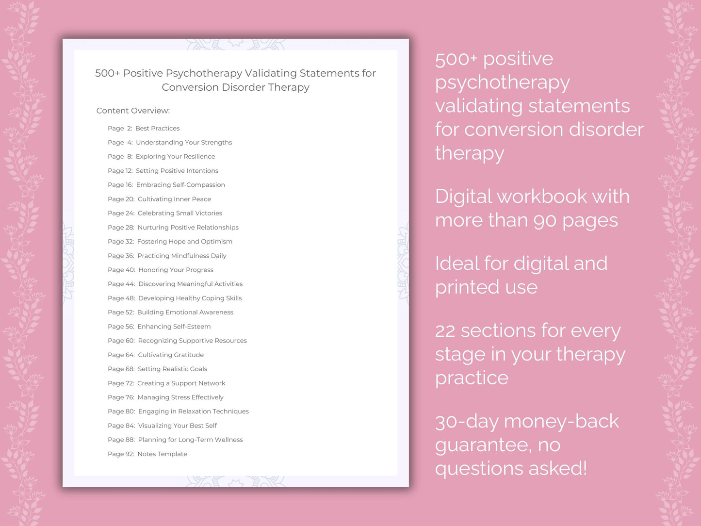 Conversion Disorder Positive Psychotherapy Therapist Worksheets