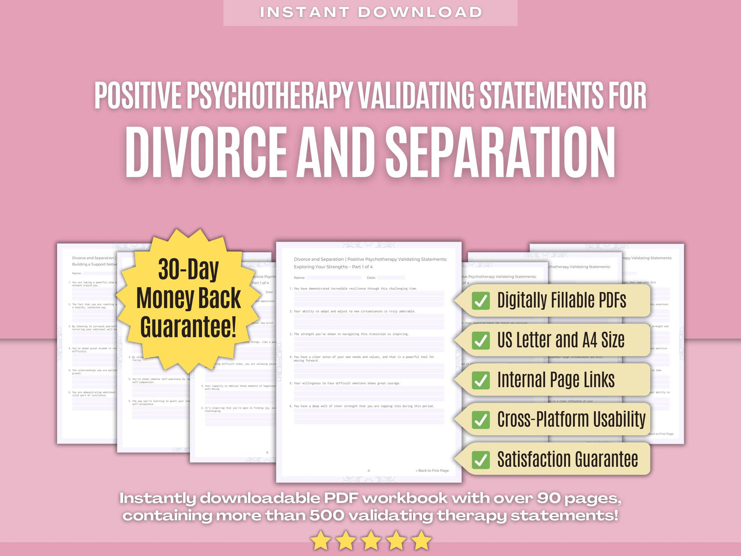 Divorce and Separation Positive Psychotherapy Psychology Workbooks