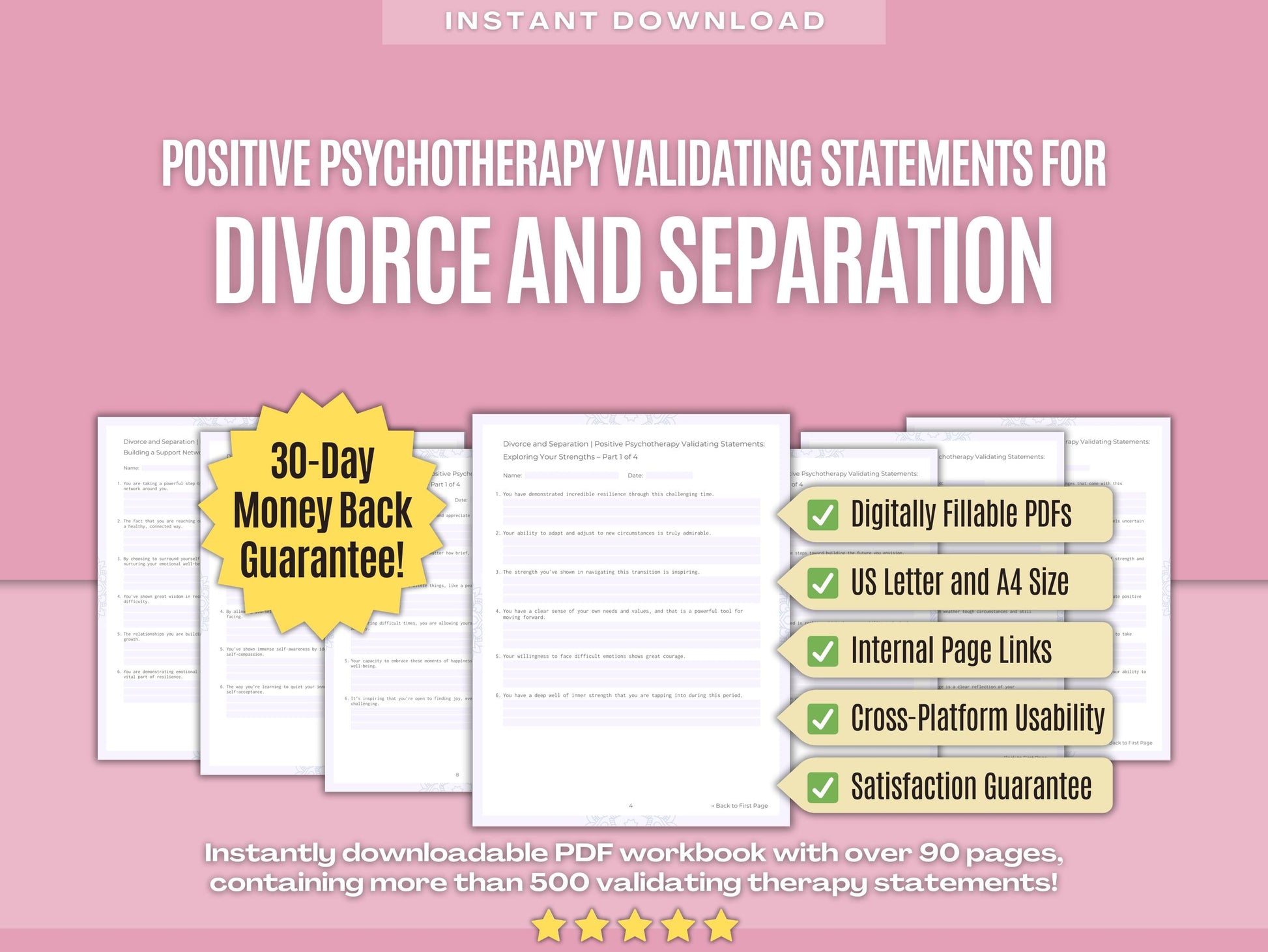 Divorce and Separation Positive Psychotherapy Psychology Workbooks