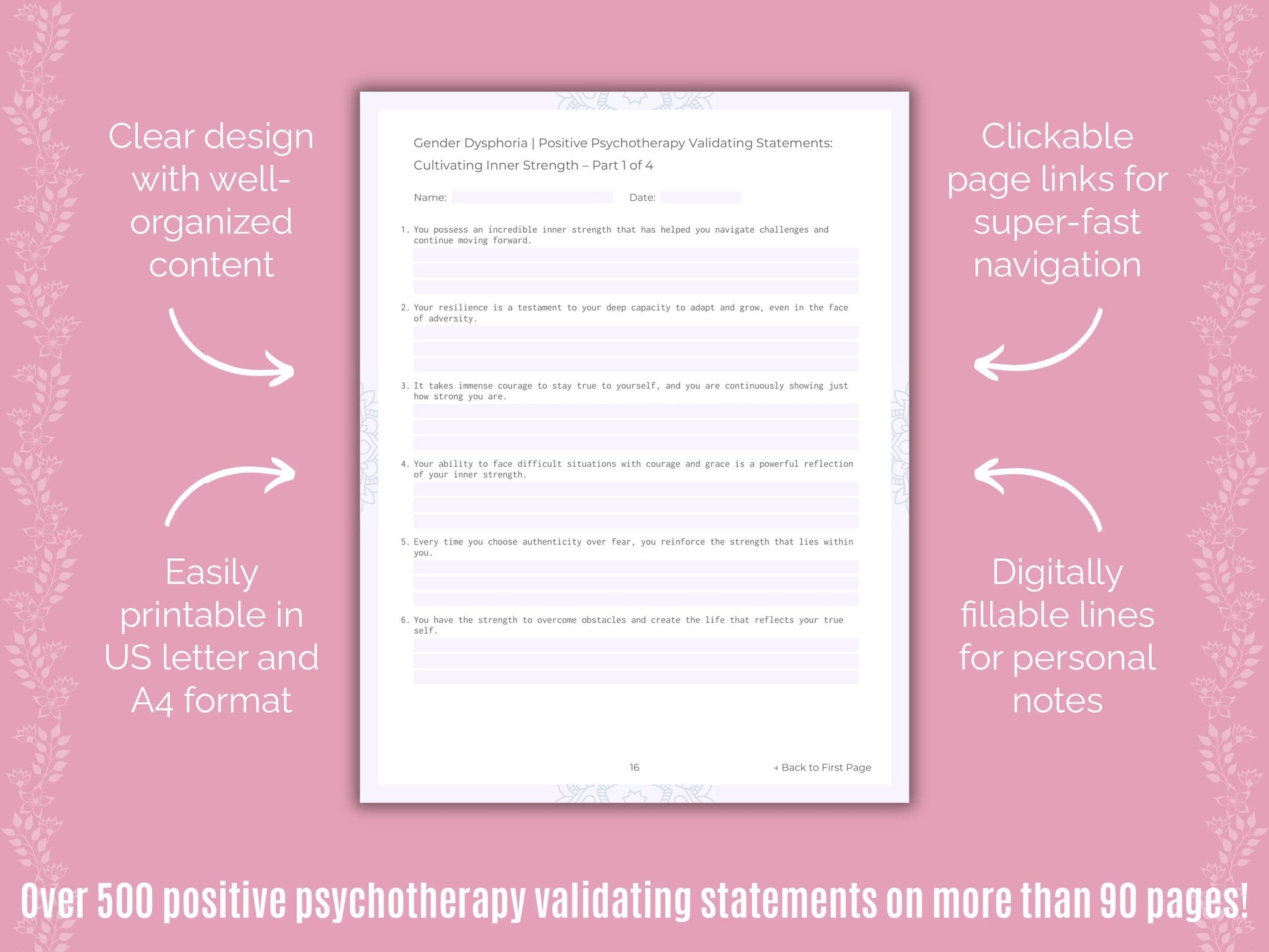 Gender Dysphoria Positive Psychotherapy Counseling Templates