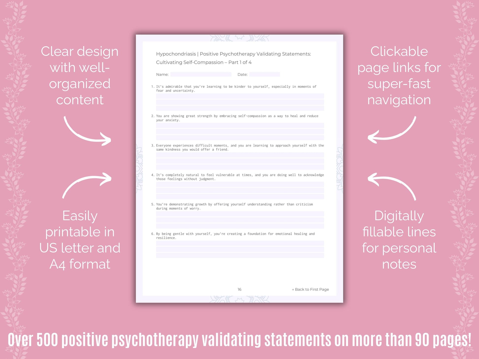 Hypochondriasis Positive Psychotherapy Counseling Templates