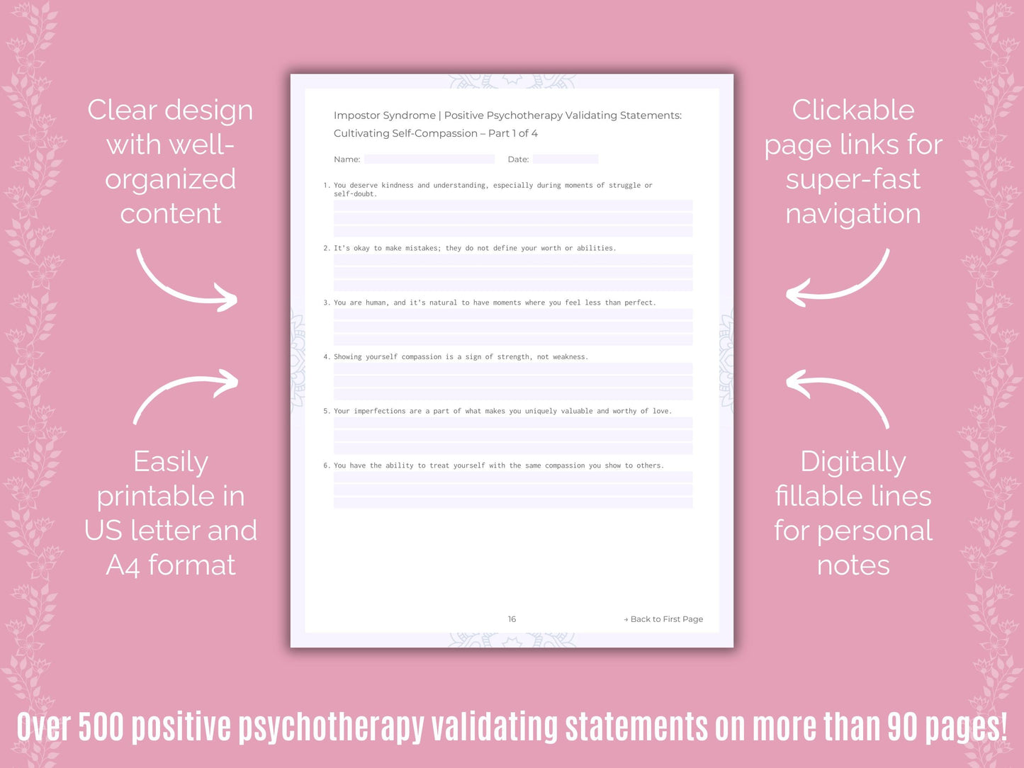 Impostor Syndrome Positive Psychotherapy Counseling Templates
