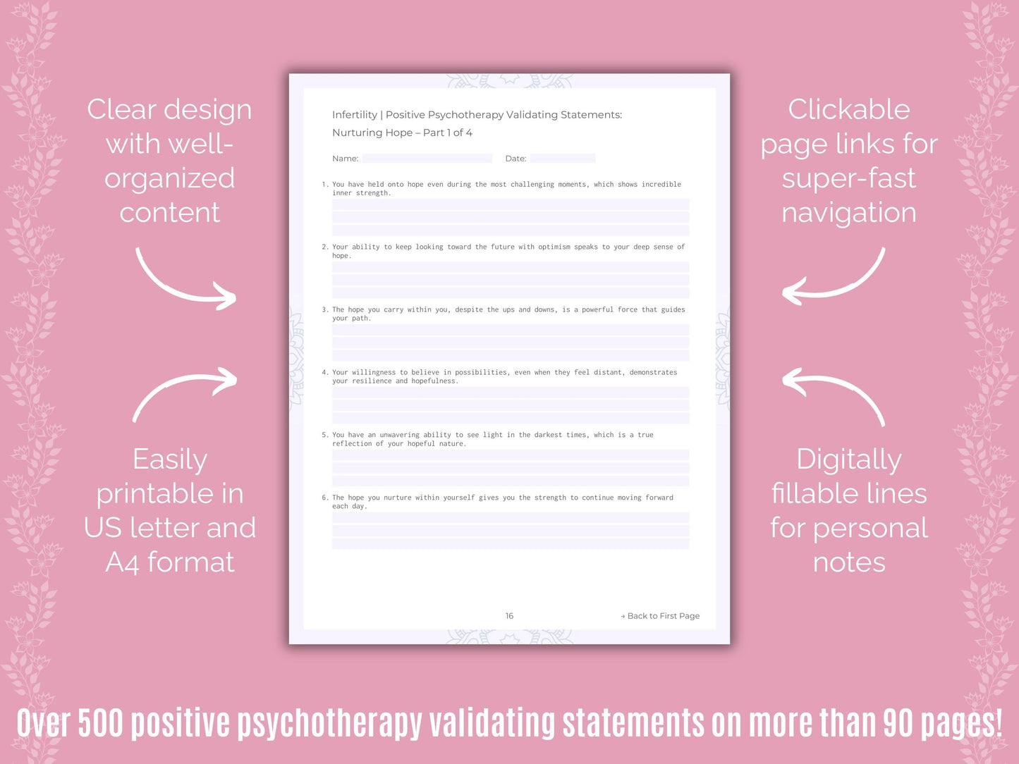 Infertility Positive Psychotherapy Counseling Templates