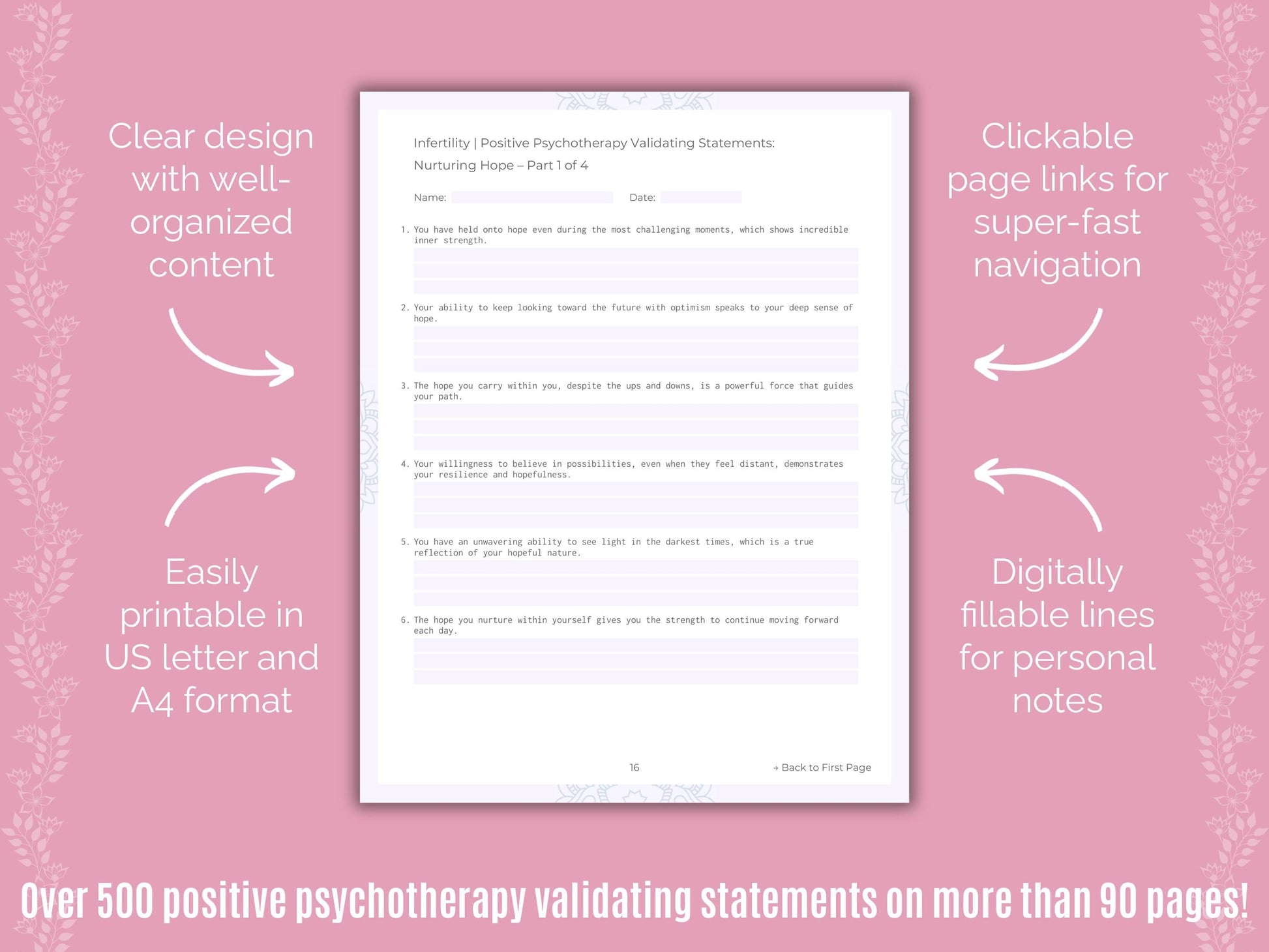 Infertility Positive Psychotherapy Counseling Templates
