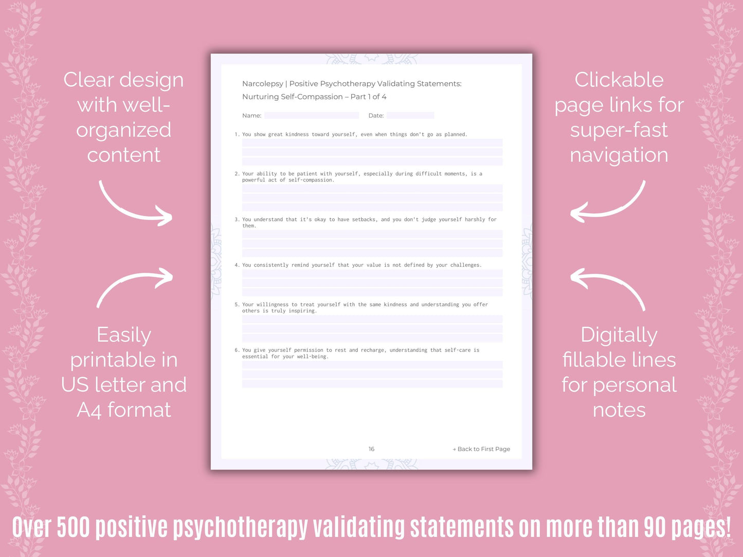 Narcolepsy Positive Psychotherapy Counseling Templates