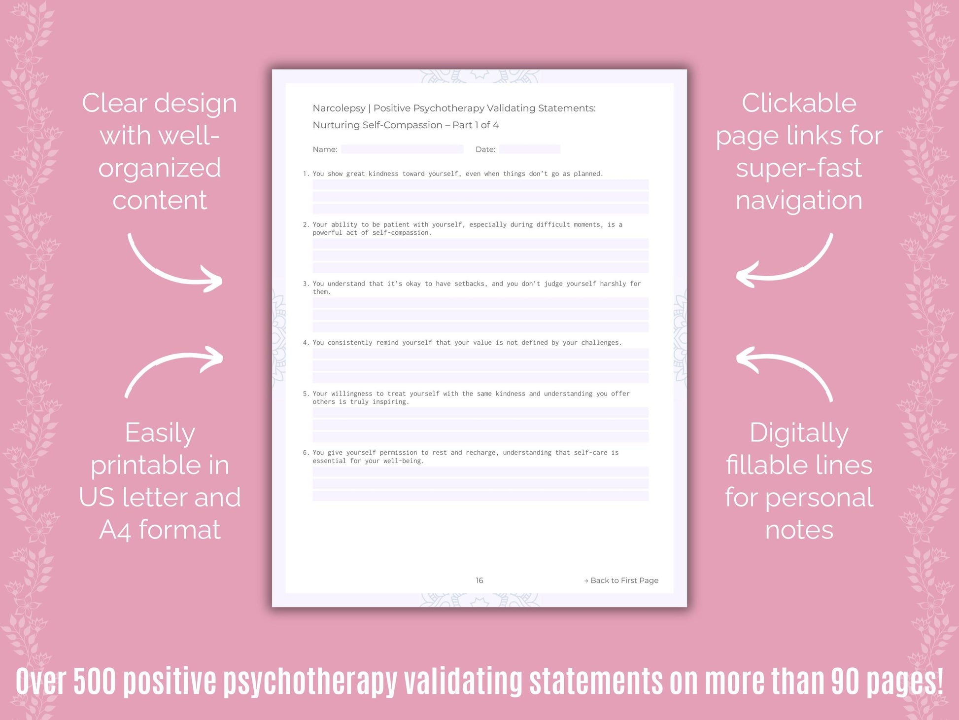 Narcolepsy Positive Psychotherapy Counseling Templates