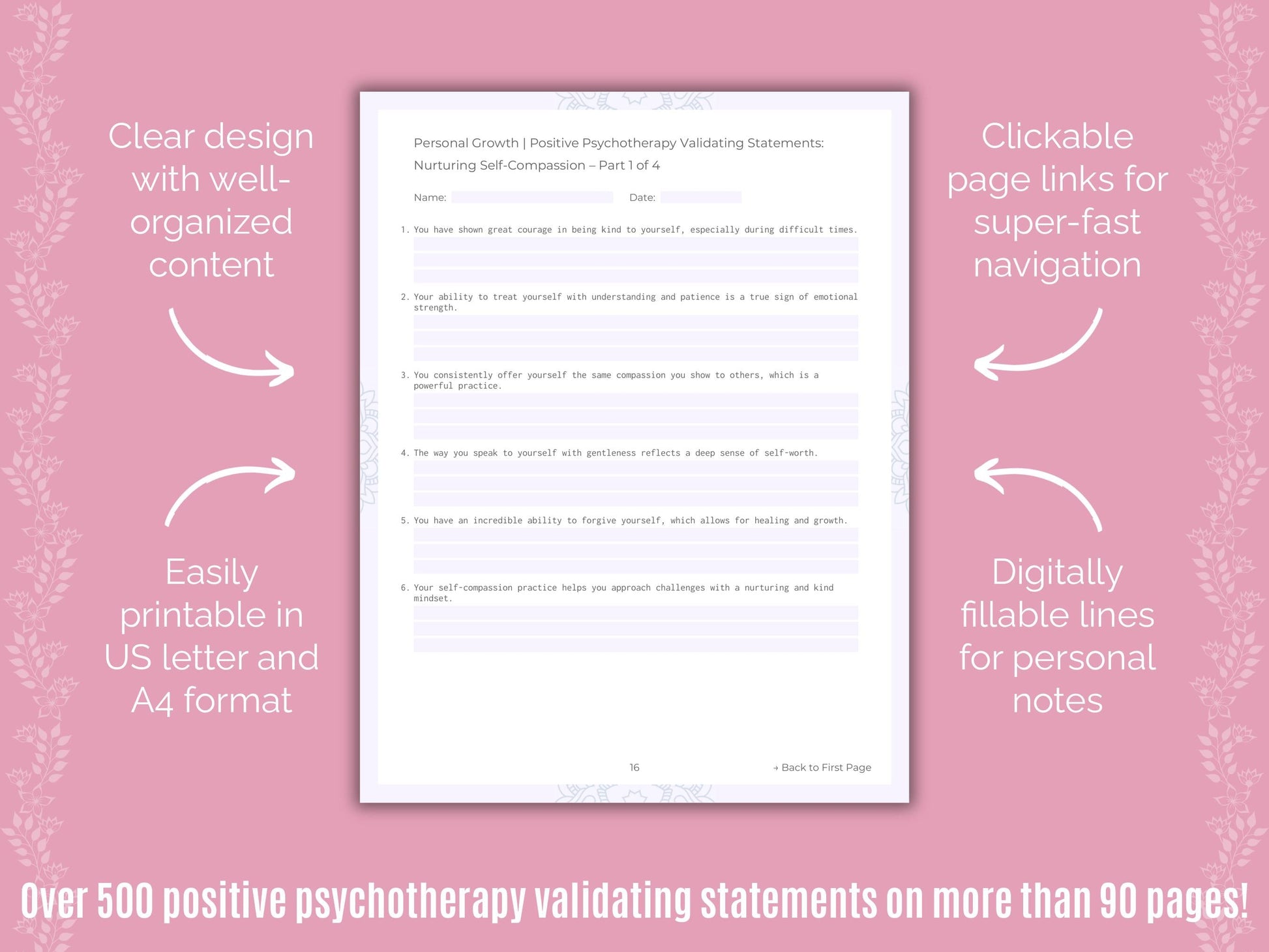 Personal Growth Positive Psychotherapy Counseling Templates