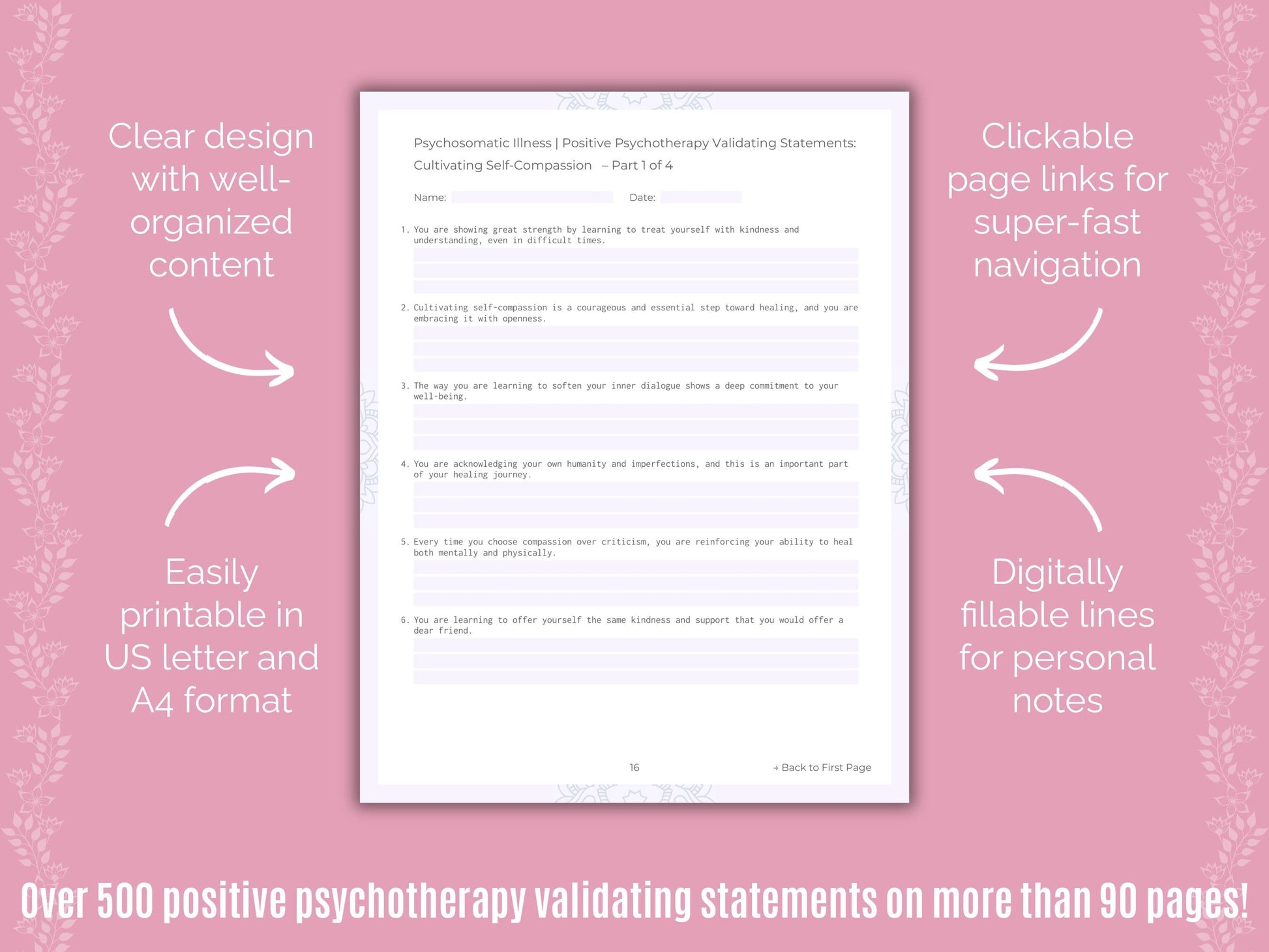 Psychosomatic Illness Positive Psychotherapy Counseling Templates