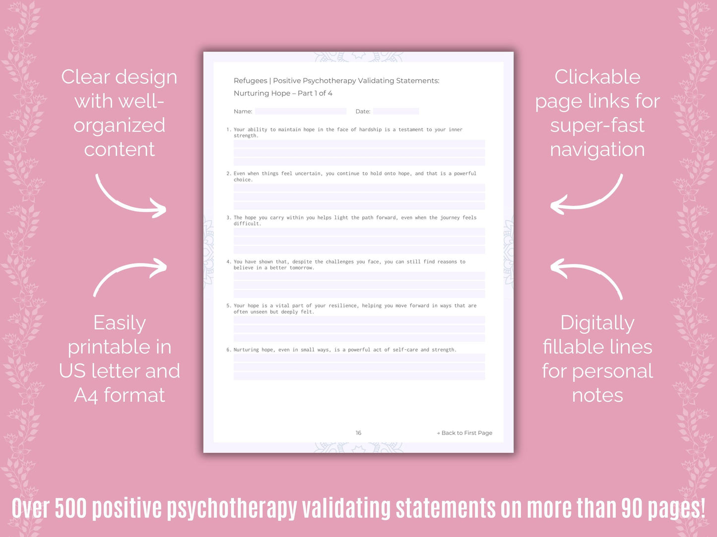 Refugees Positive Psychotherapy Counseling Templates
