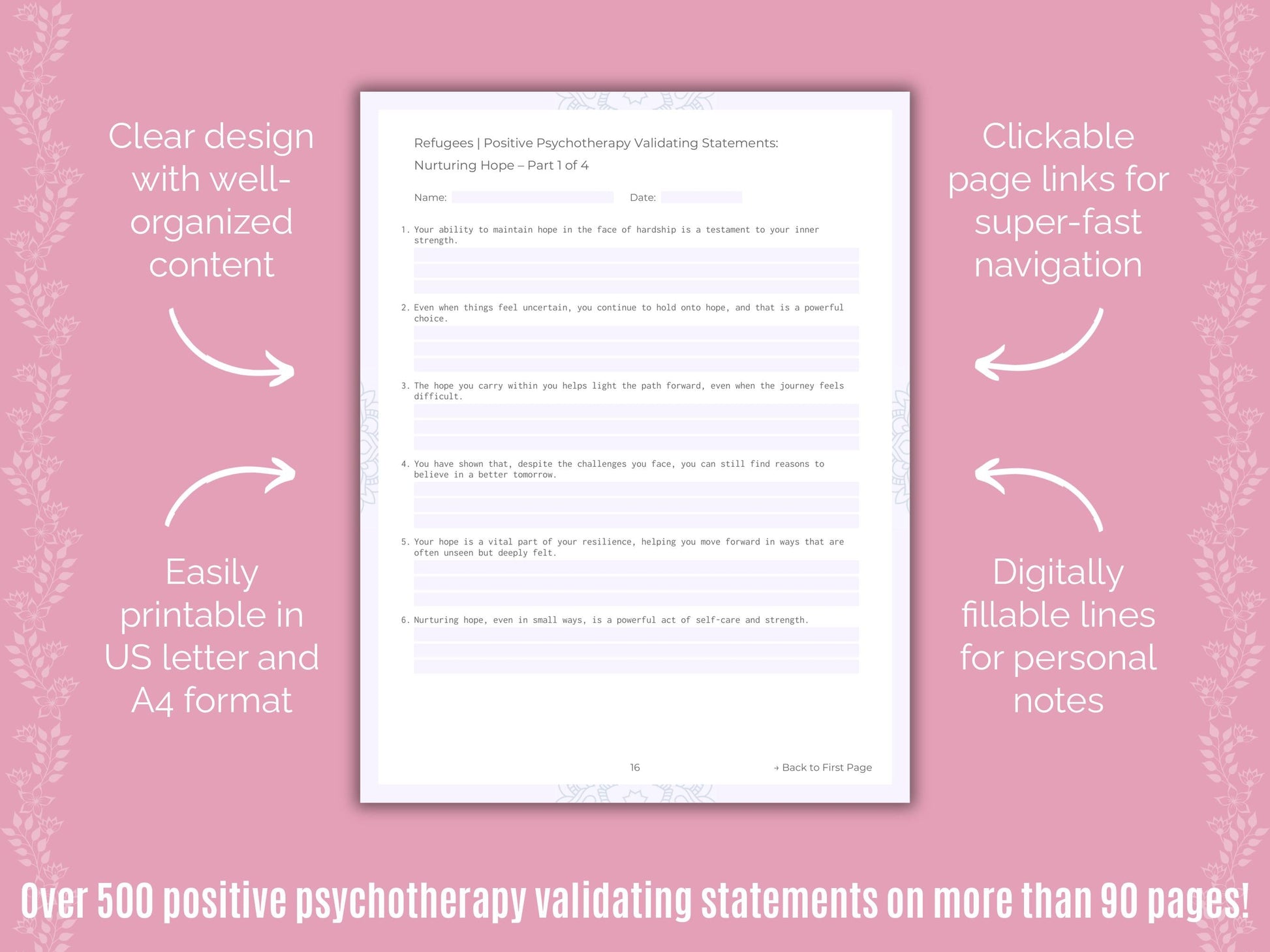 Refugees Positive Psychotherapy Counseling Templates