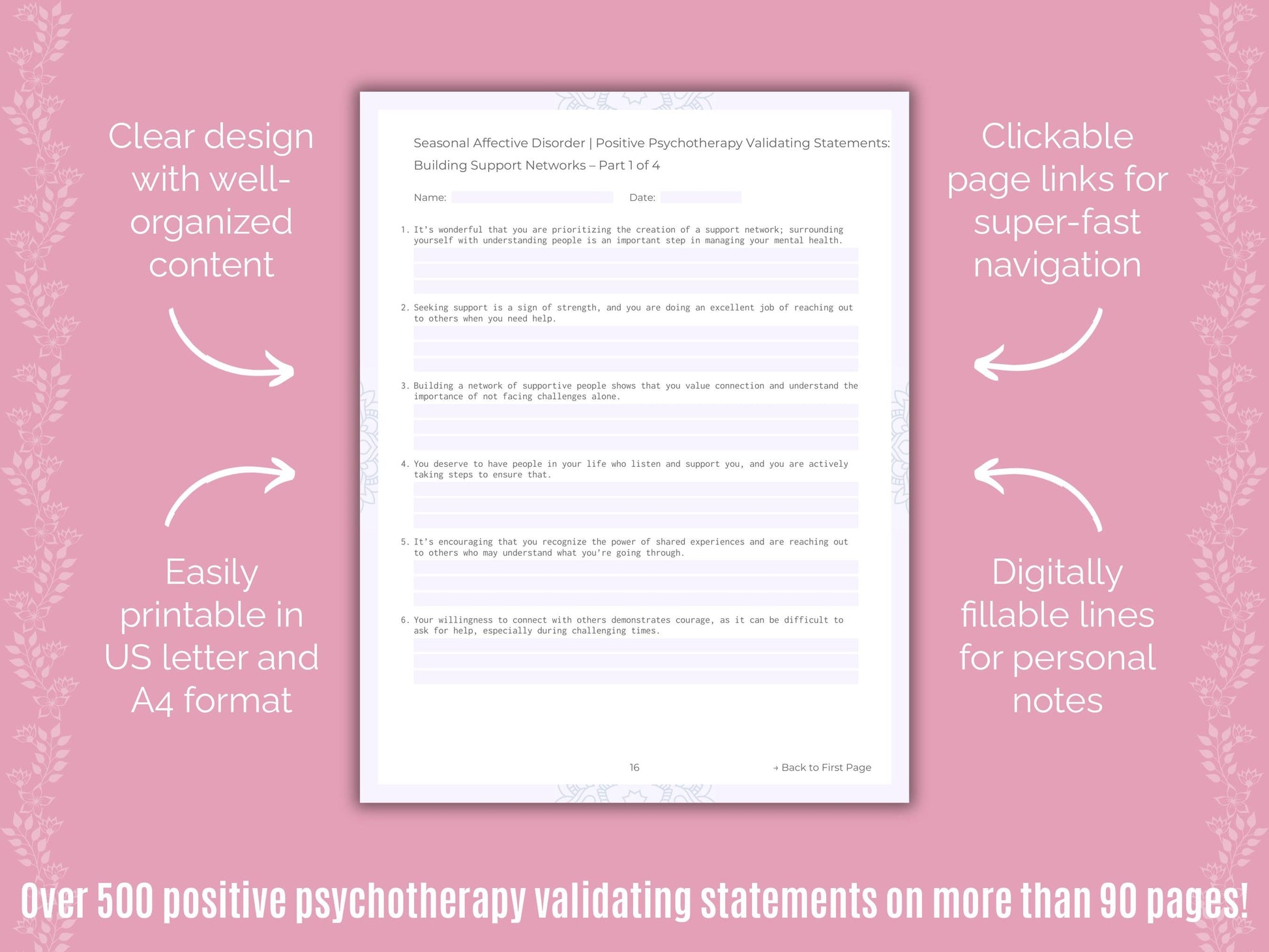 Seasonal Affective Disorder Positive Psychotherapy Counseling Templates