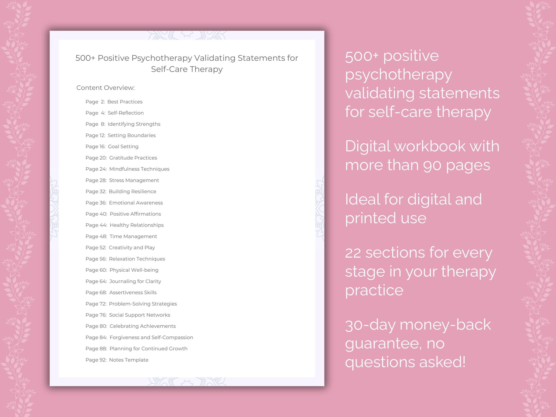 Self-Care Positive Psychotherapy Therapist Worksheets