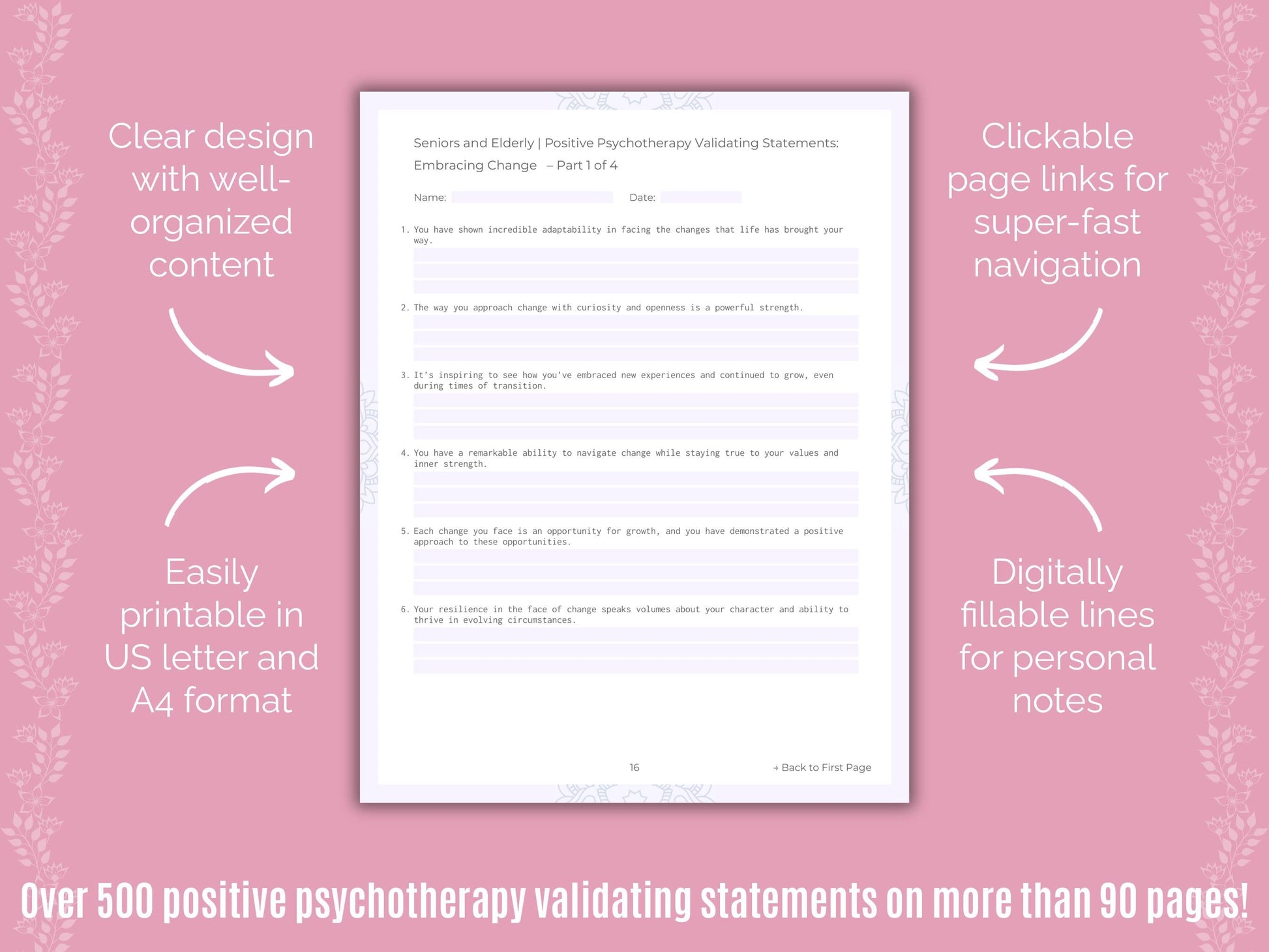 Seniors and Elderly Positive Psychotherapy Counseling Templates