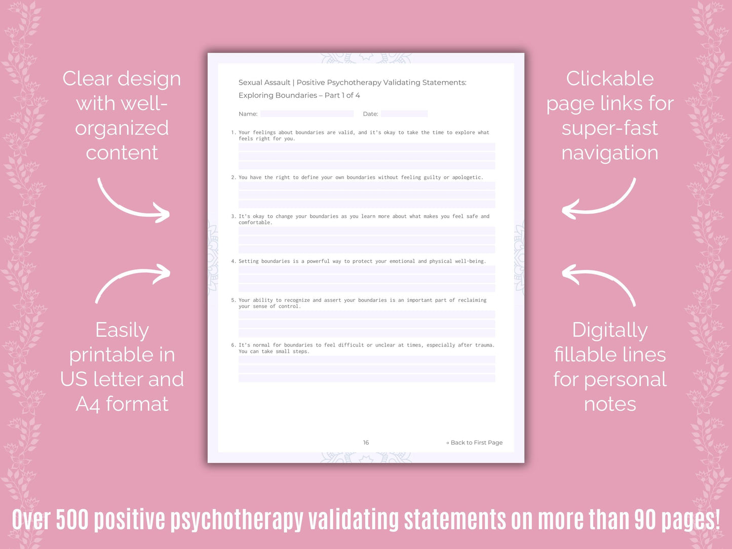 Sexual Assault Positive Psychotherapy Counseling Templates