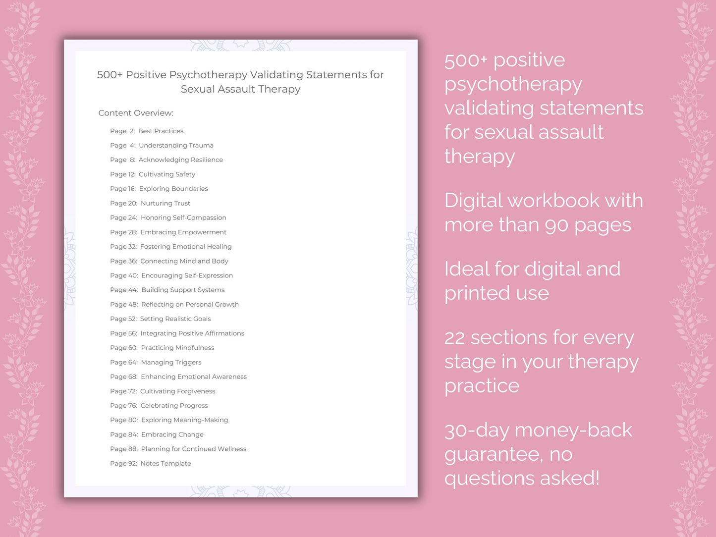 Sexual Assault Positive Psychotherapy Therapist Worksheets