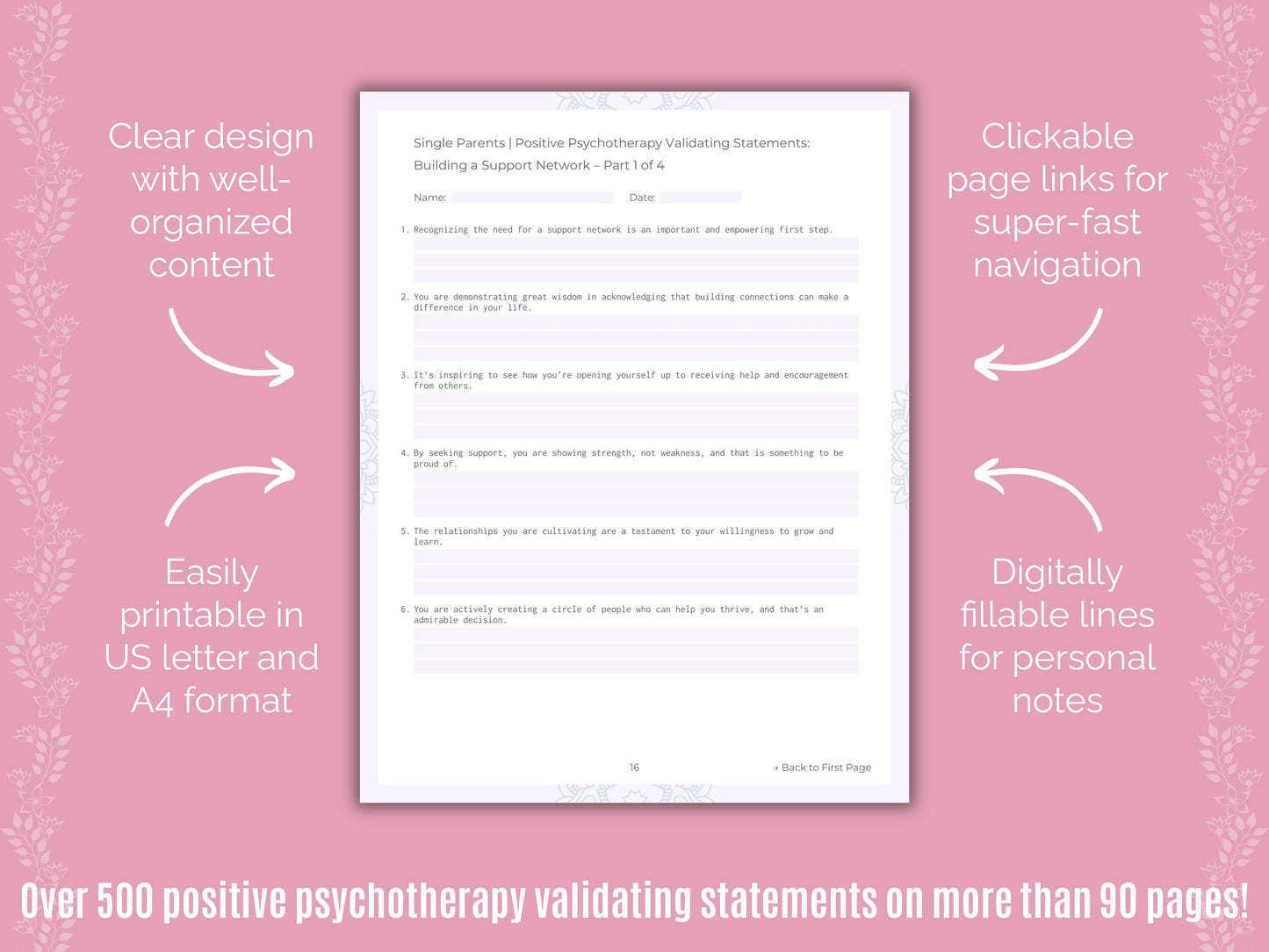 Single Parents Positive Psychotherapy Counseling Templates