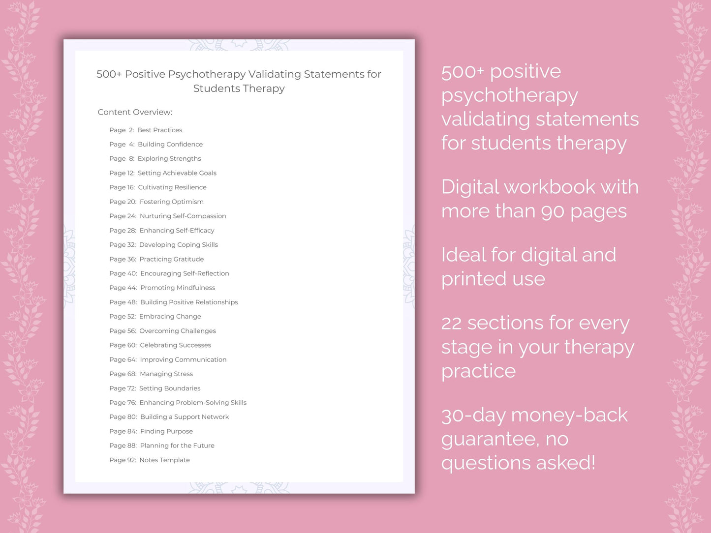 Students Positive Psychotherapy Therapist Worksheets