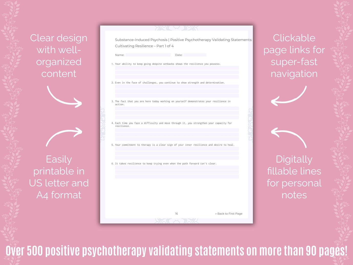 Substance-Induced Psychosis Positive Psychotherapy Counseling Templates