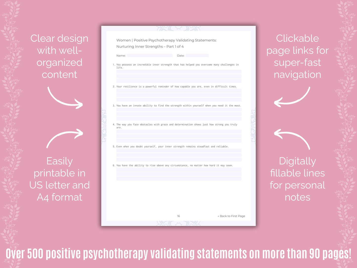 Women Positive Psychotherapy Counseling Templates