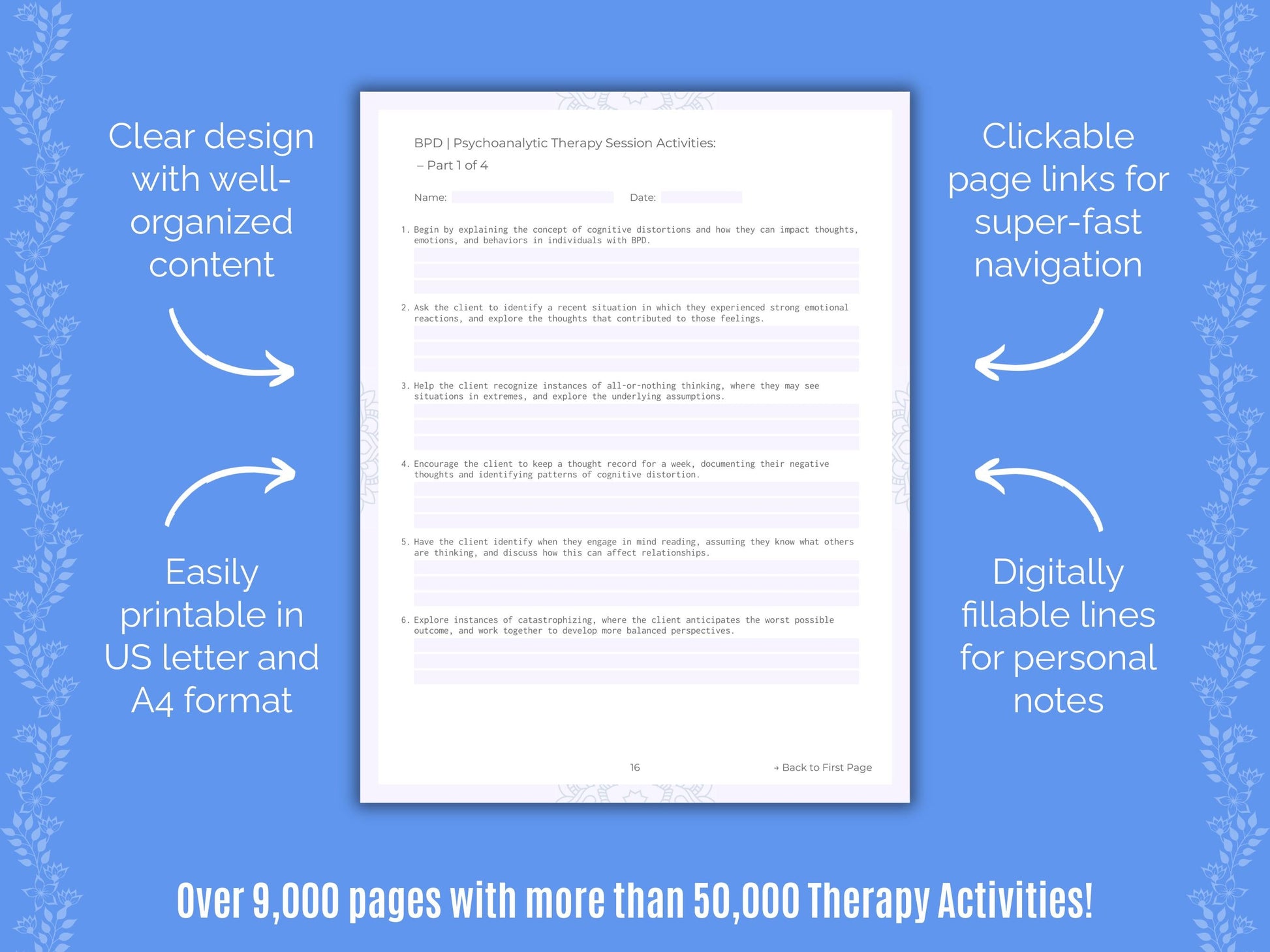 Psychoanalytic Therapy Session Activities Counselor Cheat Sheets