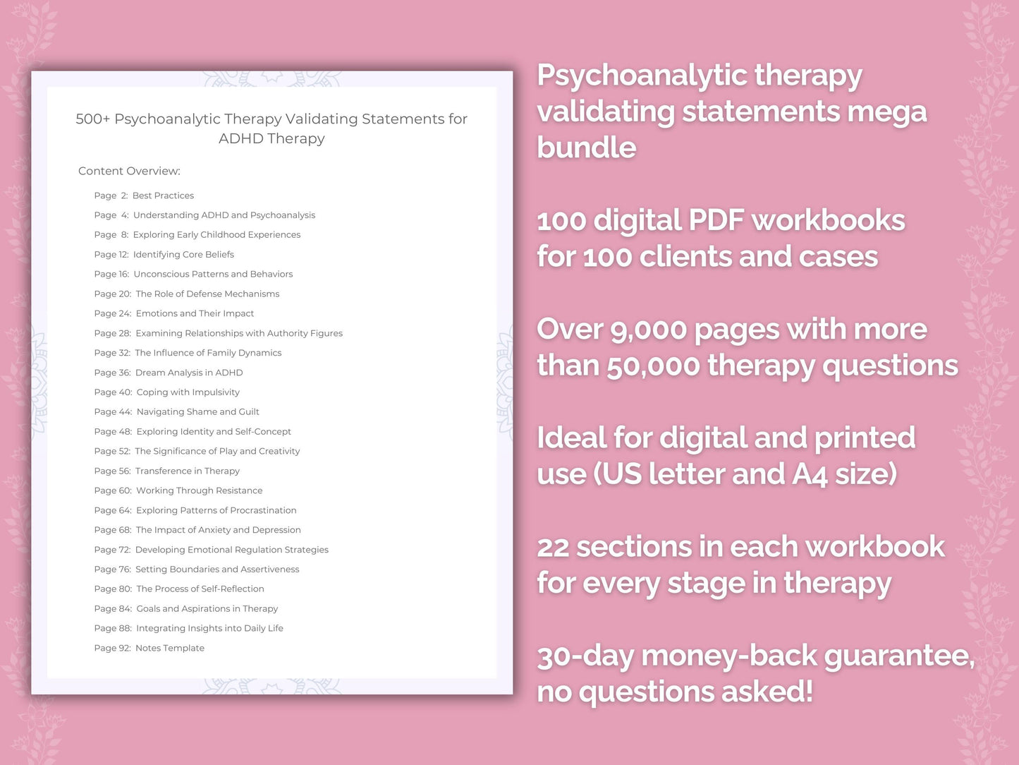 Psychoanalytic Therapy Validating Statements Counseling Templates