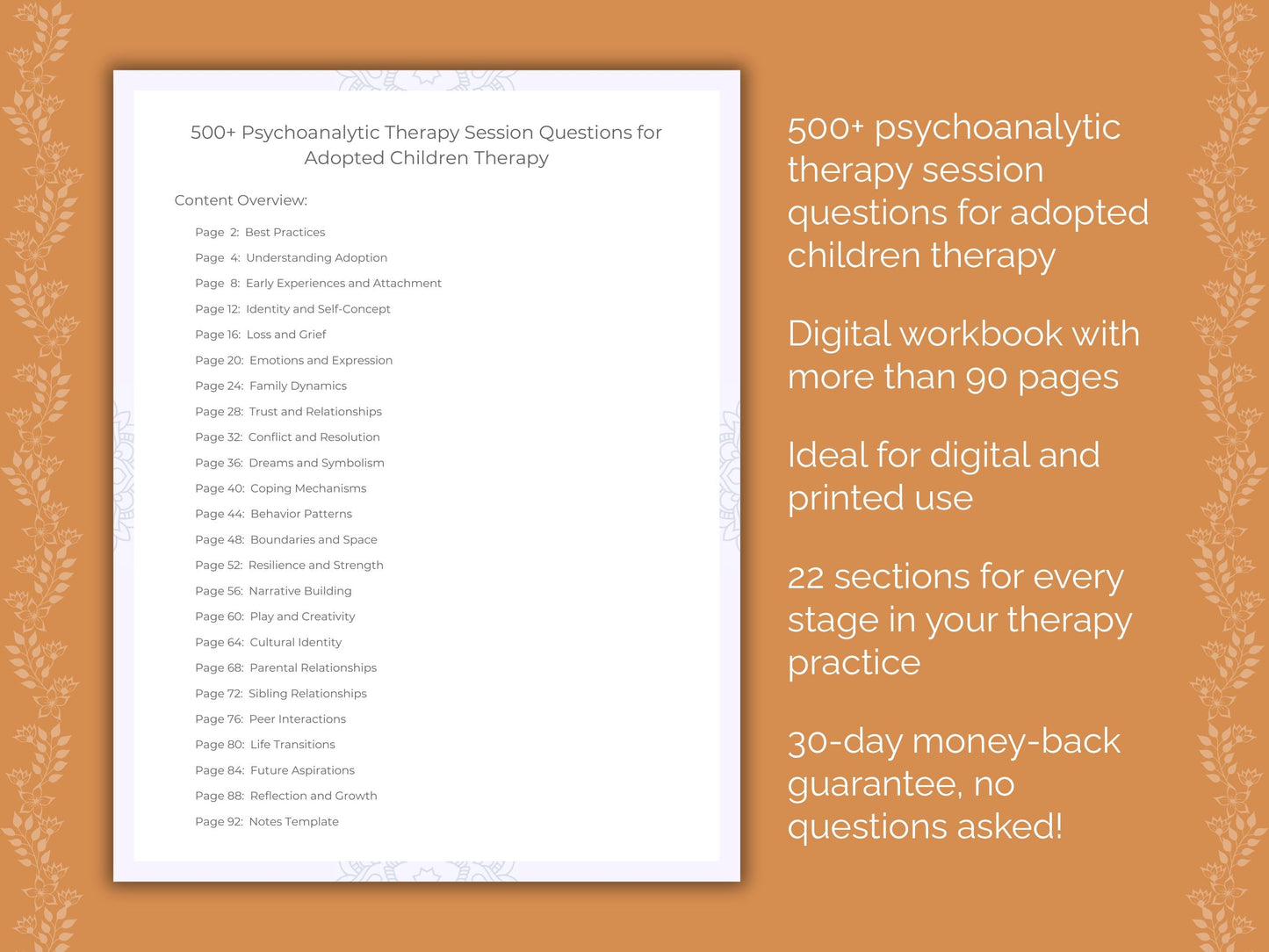 Adopted Children Psychoanalytic Therapy Therapist Worksheets