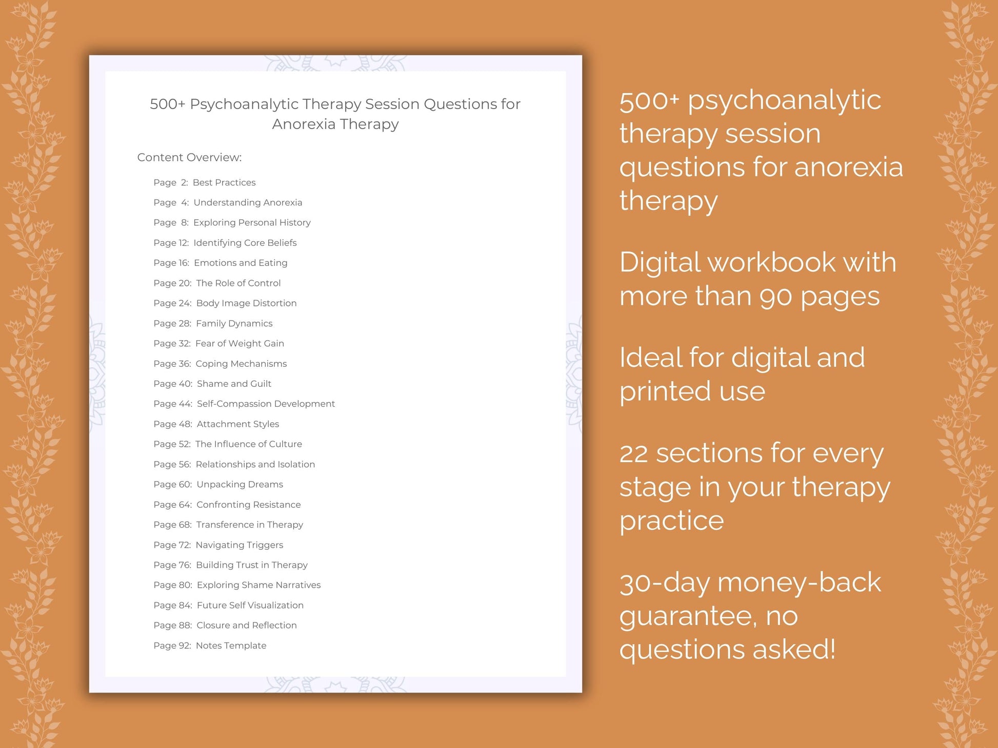 Anorexia Psychoanalytic Therapy Therapist Worksheets