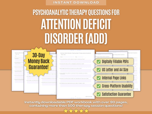 Attention Deficit Disorder (ADD) Psychoanalytic Therapy Psychology Workbooks