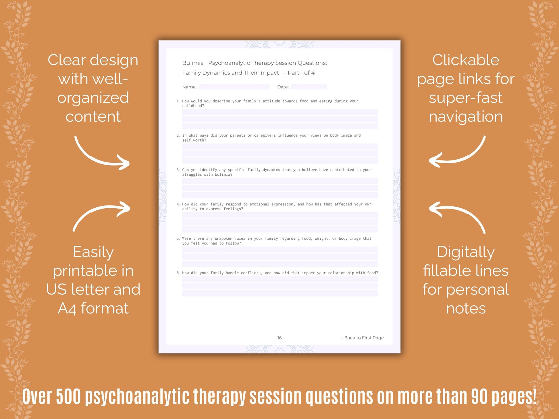 Bulimia Psychoanalytic Therapy Counseling Templates