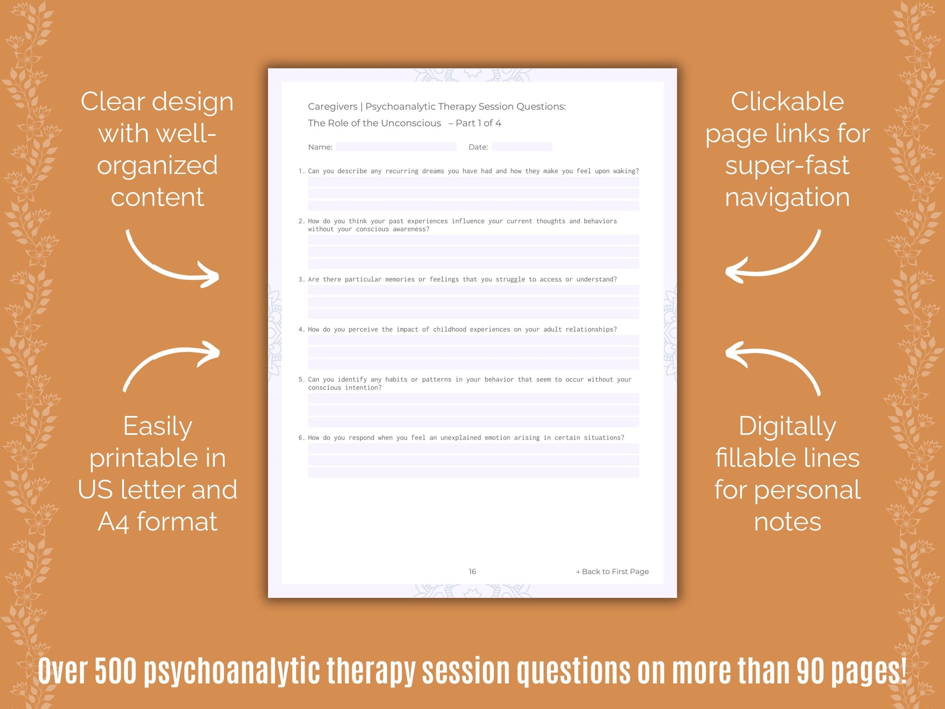 Caregivers Psychoanalytic Therapy Counseling Templates