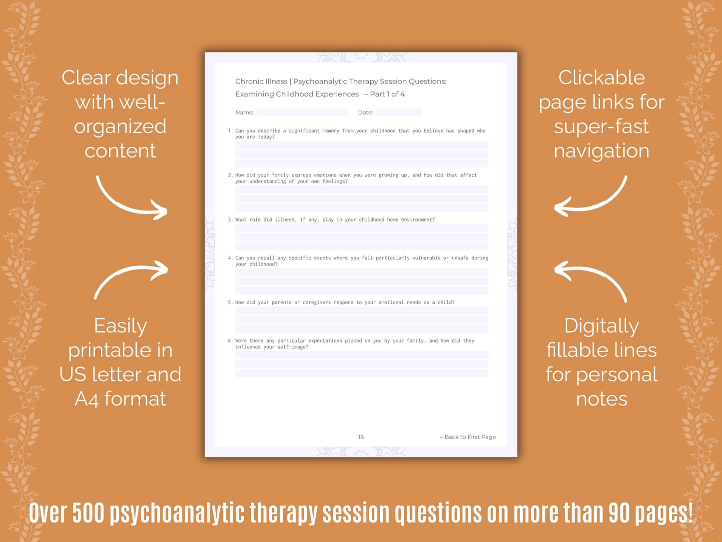 Chronic Illness Psychoanalytic Therapy Counseling Templates