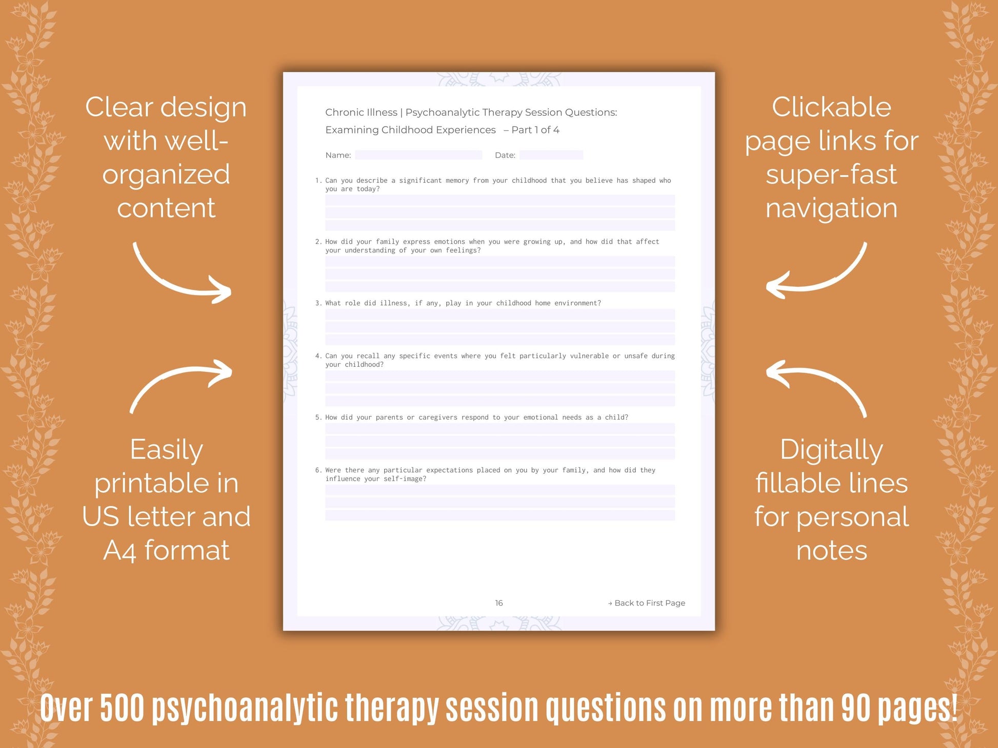 Chronic Illness Psychoanalytic Therapy Counseling Templates